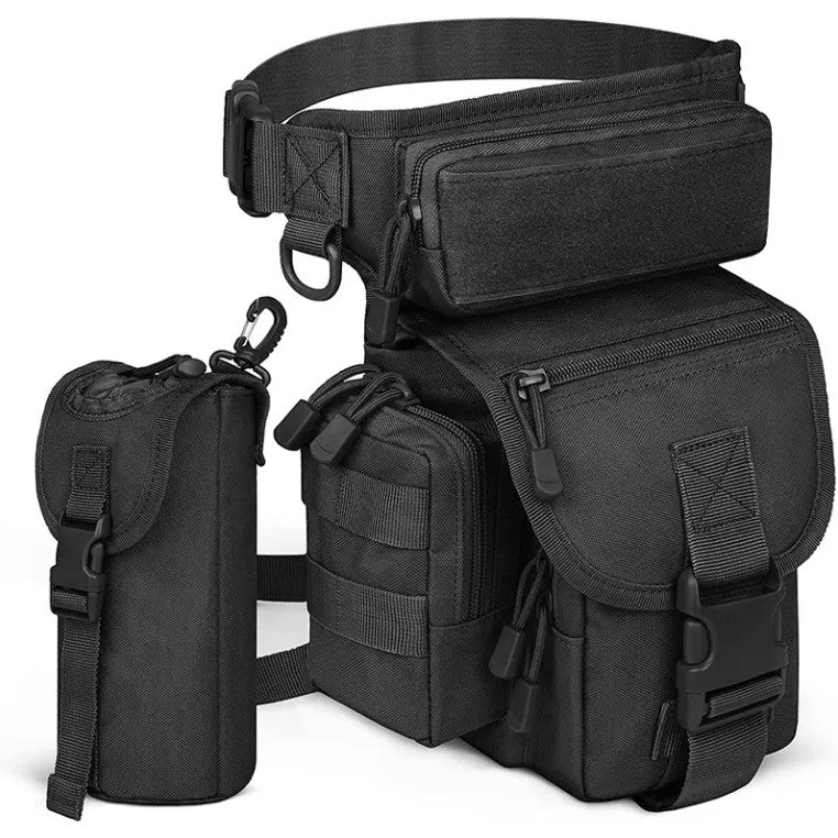 Tactical Drop Leg Bag with Water Bottle Holder - Durable Outdoor Gear for Hiking, Camping & Airsoft