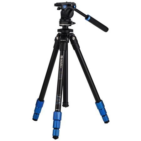 Benro 4-Section Aluminum Slim Video Tripod Kit with Fluid Head - Professional Lightweight Tripod for DSLR Cameras, Camcorders (Perfect for Travel, Vlogging & Outdoor Photography)