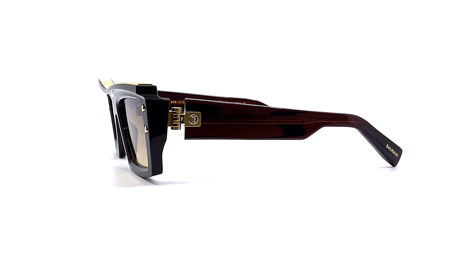 Balmain B VII Sunglasses - Brown & Gold Aviator Style for Men & Women | UV Protection, Luxury Fashion Accessory for Outdoor, Travel & Driving