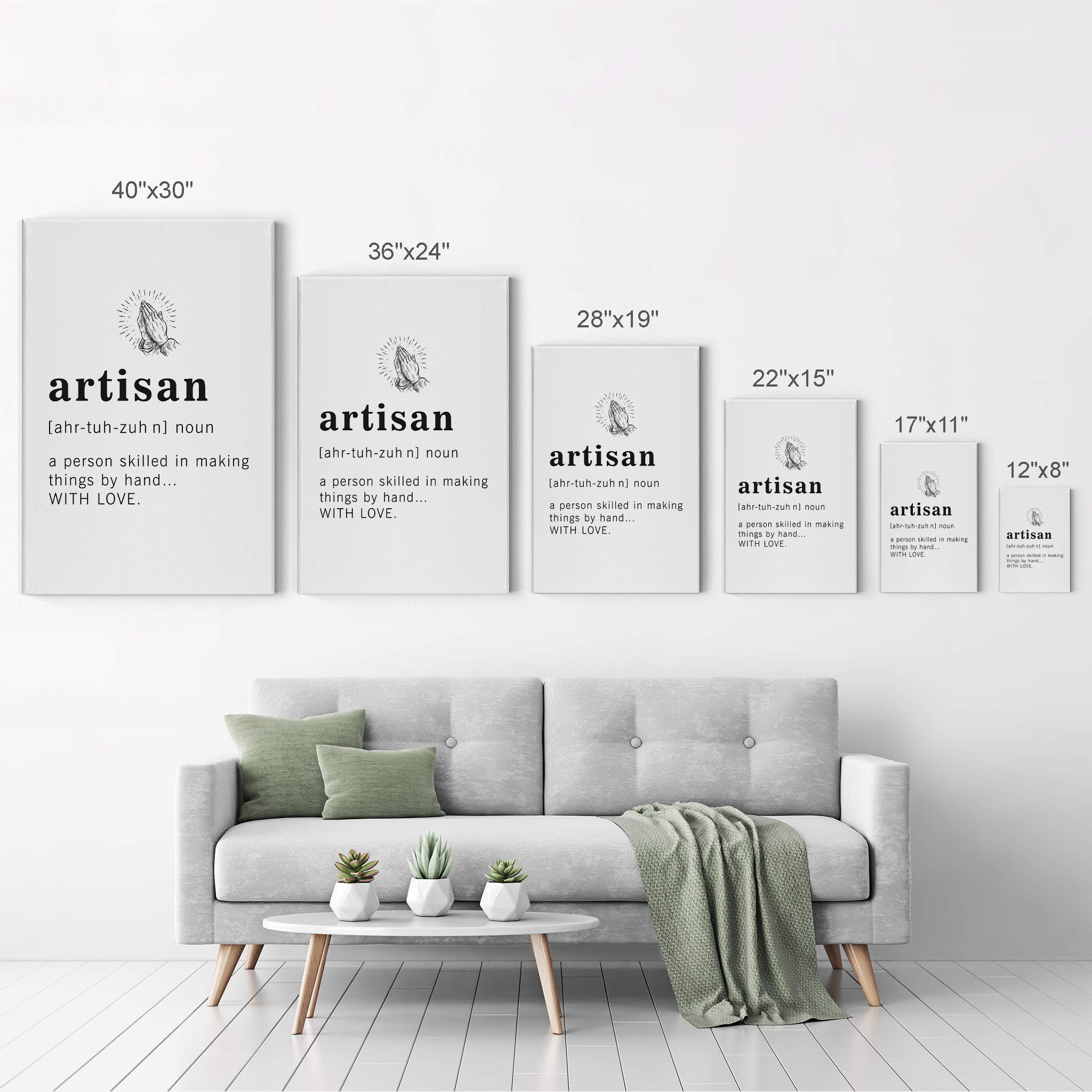 Funny Noun Dictionary Definition of Artisan Canvas Print - Inspirational Quote Wall Art for Office, Living Room, Bedroom & Bathroom - Ready to Hang Home Decor Made in USA (36x24) - Perfect for Gifts, Housewarming & Creative Spaces