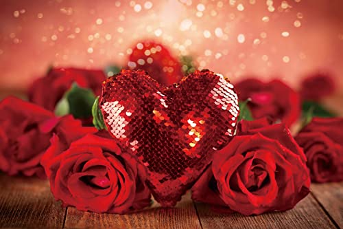 Yeele 10x8ft Romantic Red Heart Rose Flower Photography Backdrop - Valentine's Day Wedding Party Decor, Photo Booth Background Wall for Sweet Couple Shoot & Anniversary Celebration