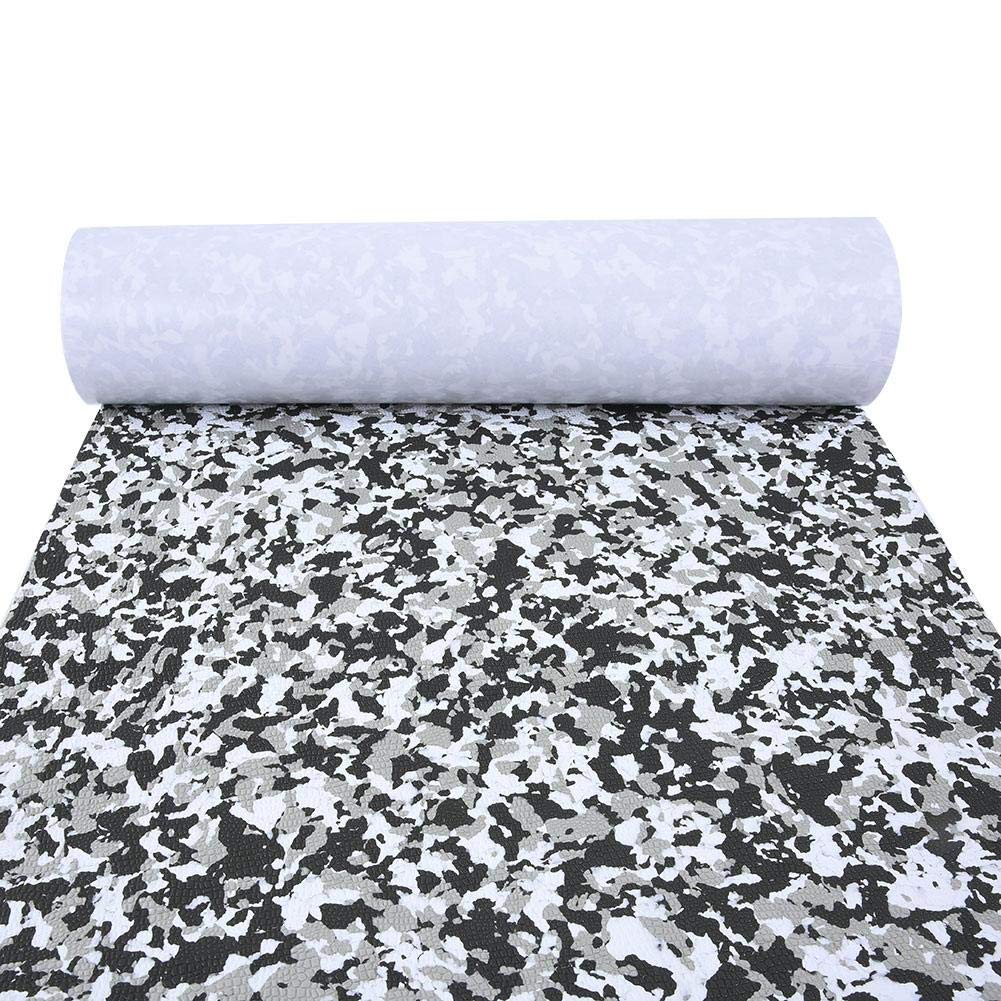 Premium EVA Boat Floor Mat 240x65x0.5cm - Camouflage Teak Design, Seawater-Resistant & Anti-Skid - Self-Adhesive Marine Carpet Pad with Strong Adhesive Tape for Yachts, Boats, Surfboards - Perfect for Deck Protection & Non-Slip Safety (Black & White)