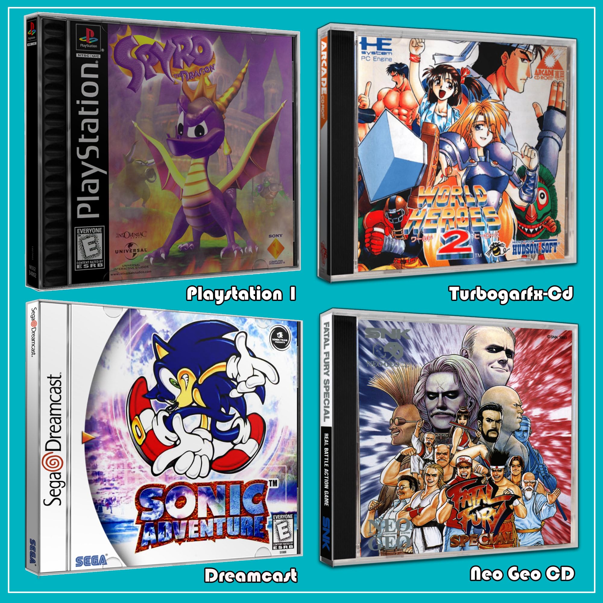 MALKO 10-Pack Video Game Protector Case for PS1, Sega Dreamcast, Neo Geo CD & TurboGrafx-CD - Compatible with Jewel Cases for Games & Music CDs | Perfect for Collectors & Retro Gaming Storage