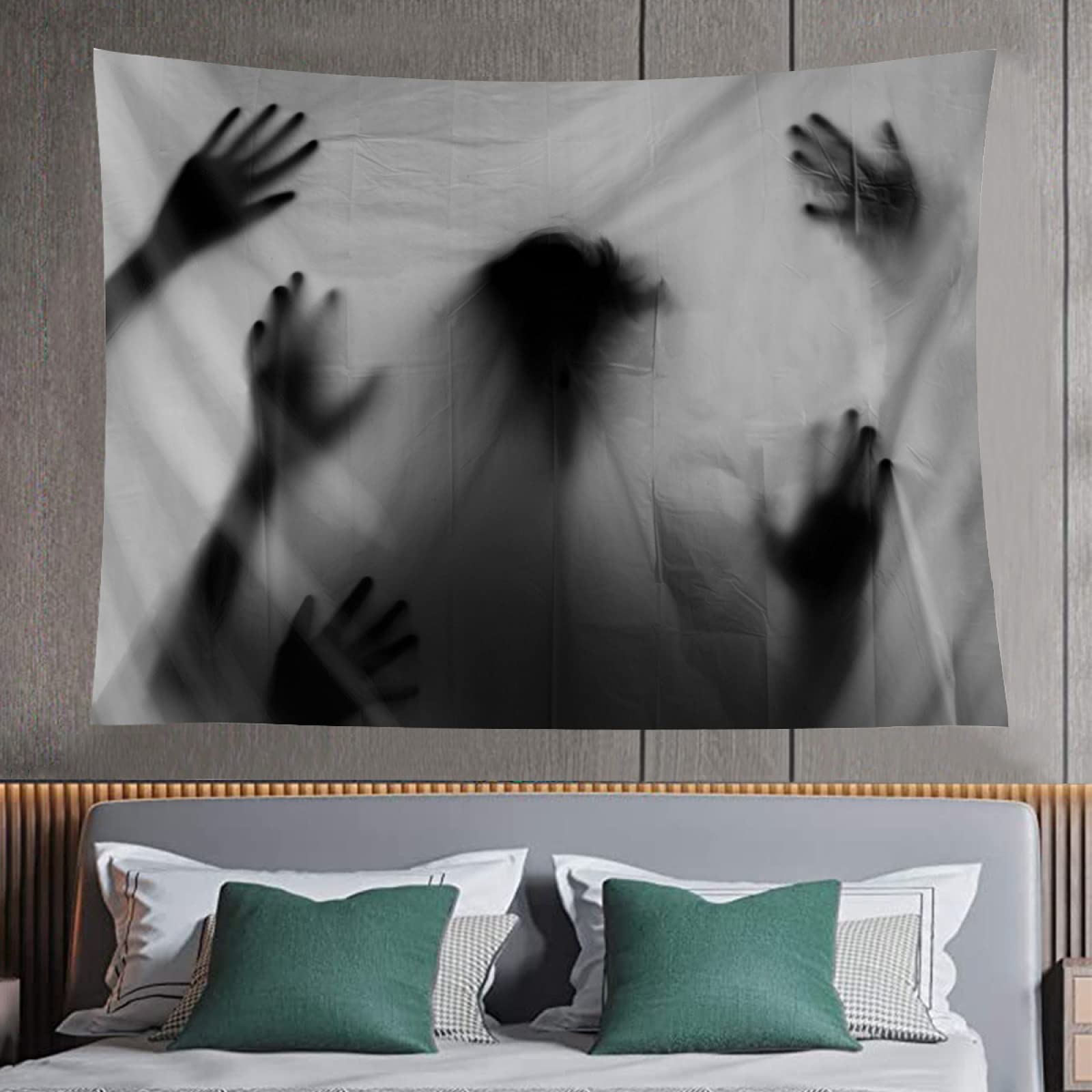 Terrorist Ghost Hands Tapestry - Creepy Aesthetic Spooky Wall Hanging for Bedroom, Living Room & Home Decor | Gothic Horror Art Tapestry for Halloween Party, Haunted House & Dark Theme Room Decoration