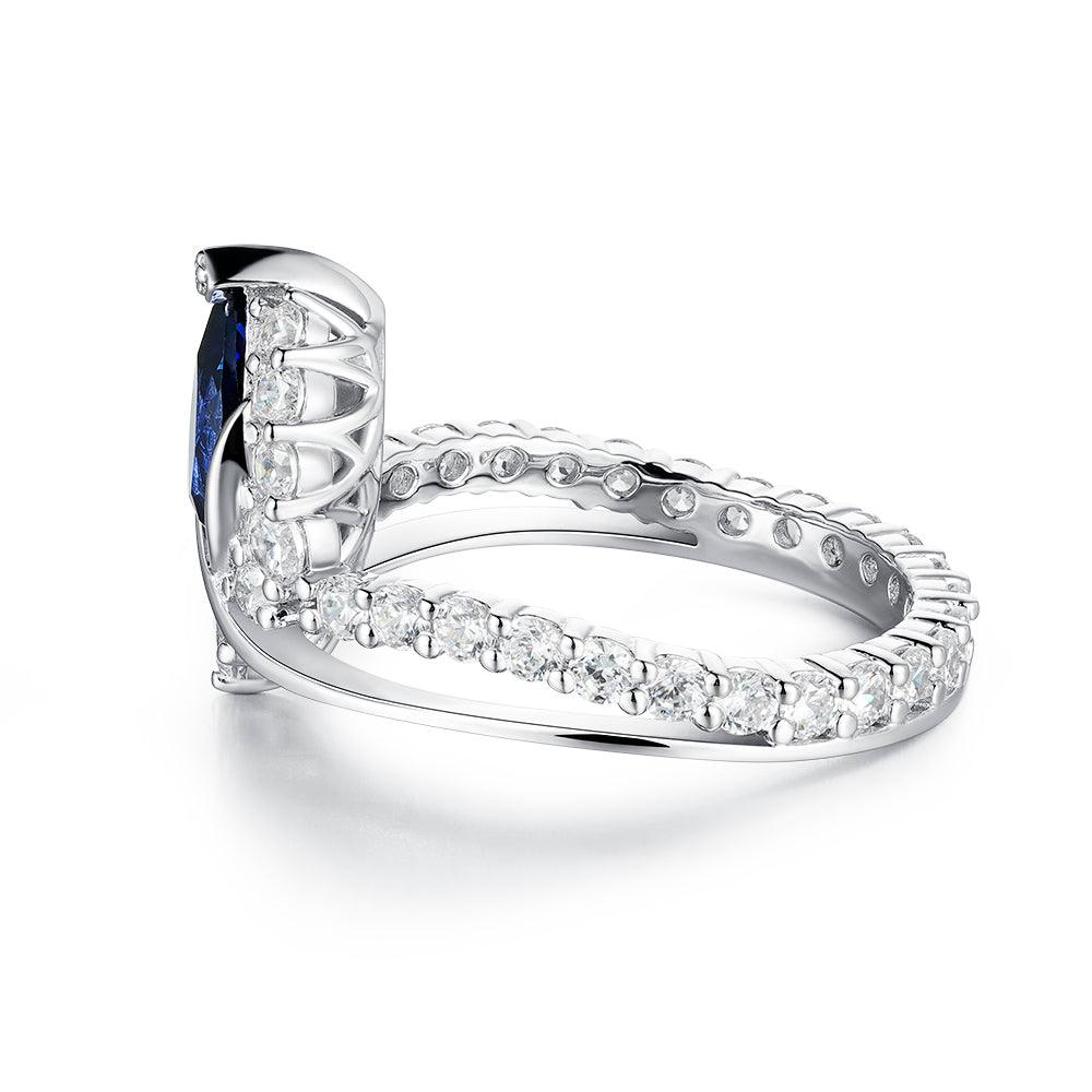 Luxury ENDLESS BLUE Pear-Shaped Sapphire Ring | Elegant Crown Design Jewelry | Perfect for Engagement, Wedding & Anniversary Gifts