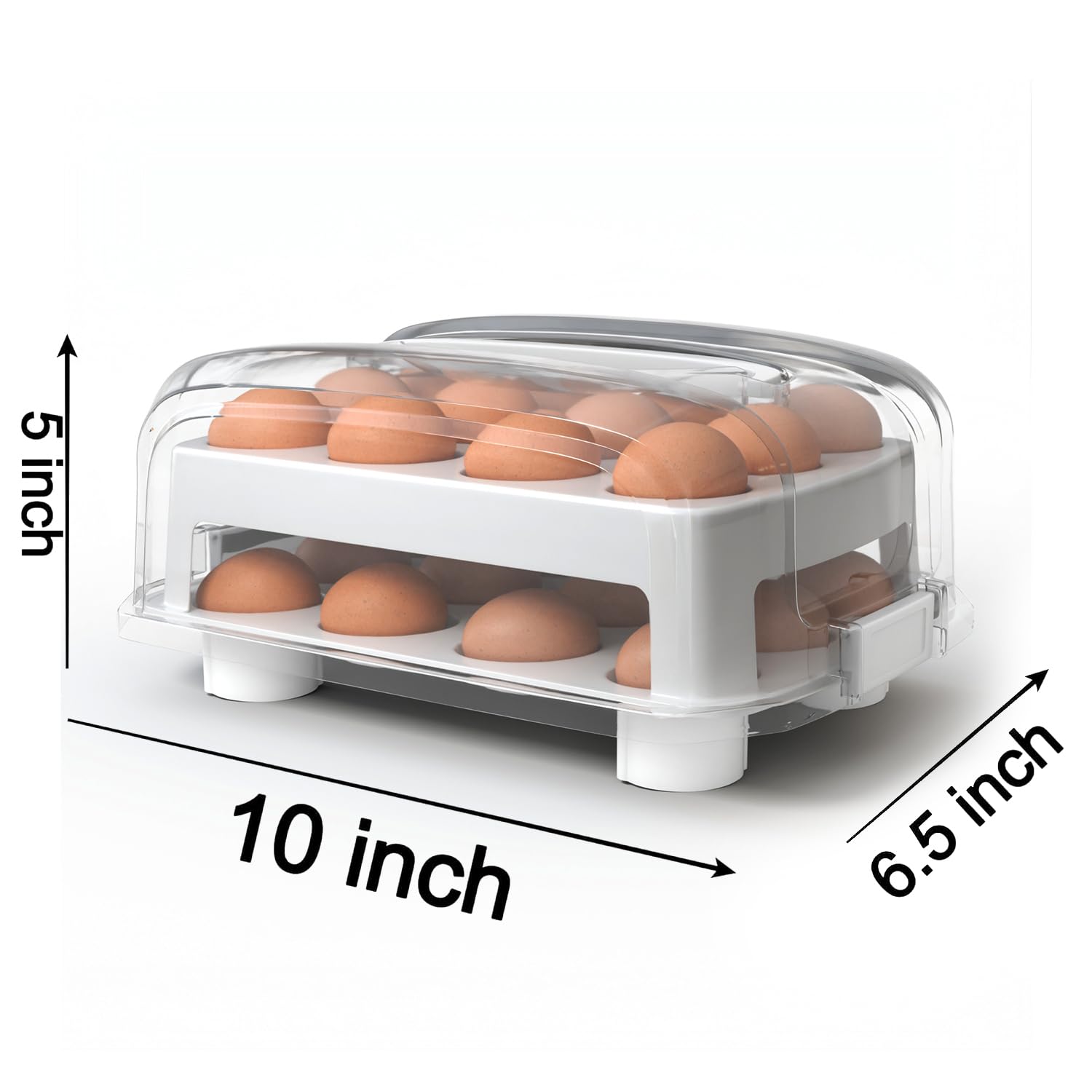 24-Capacity Deviled Egg Carrier & Holder for Standard Eggs - Durable 2-Tier Travel Egg Stand, Reusable Egg Storage Box (White) - Perfect for Picnics, Parties & Holiday Gatherings