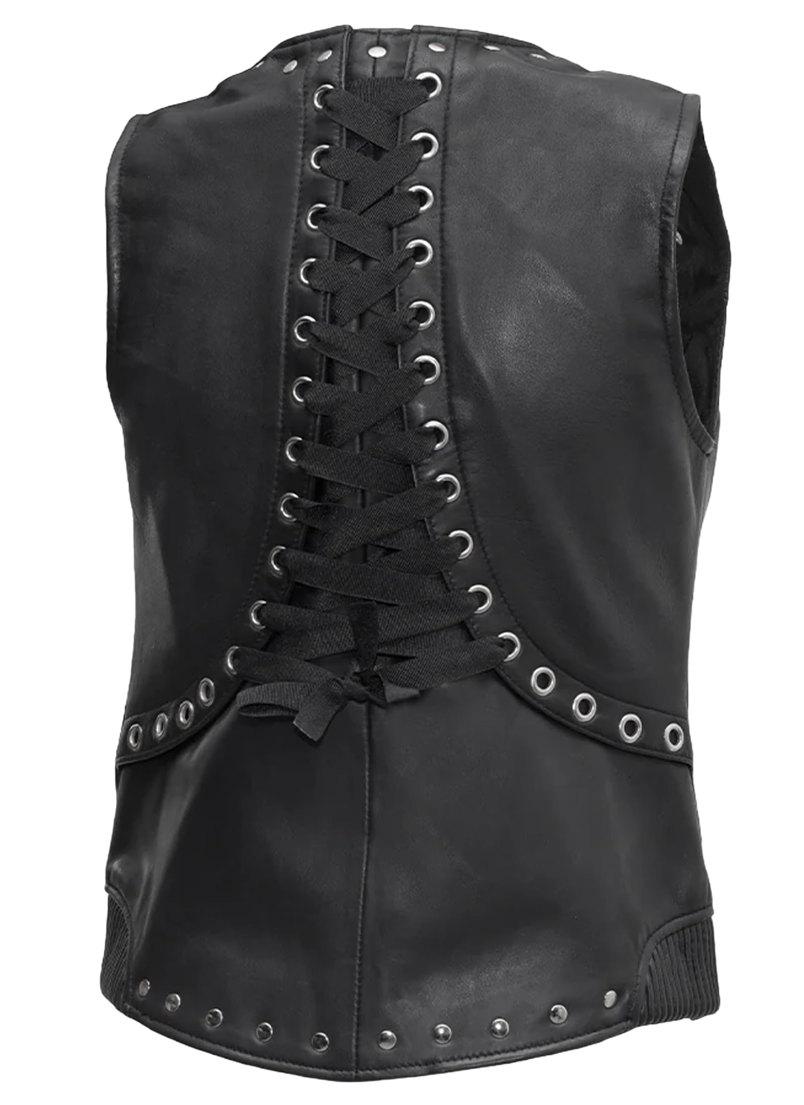 First Mfg Co Empress Women's Motorcycle Leather Vest - Black Biker Jacket for Riding & Casual Wear - Perfect for Harley Davidson & Cruiser Bikes