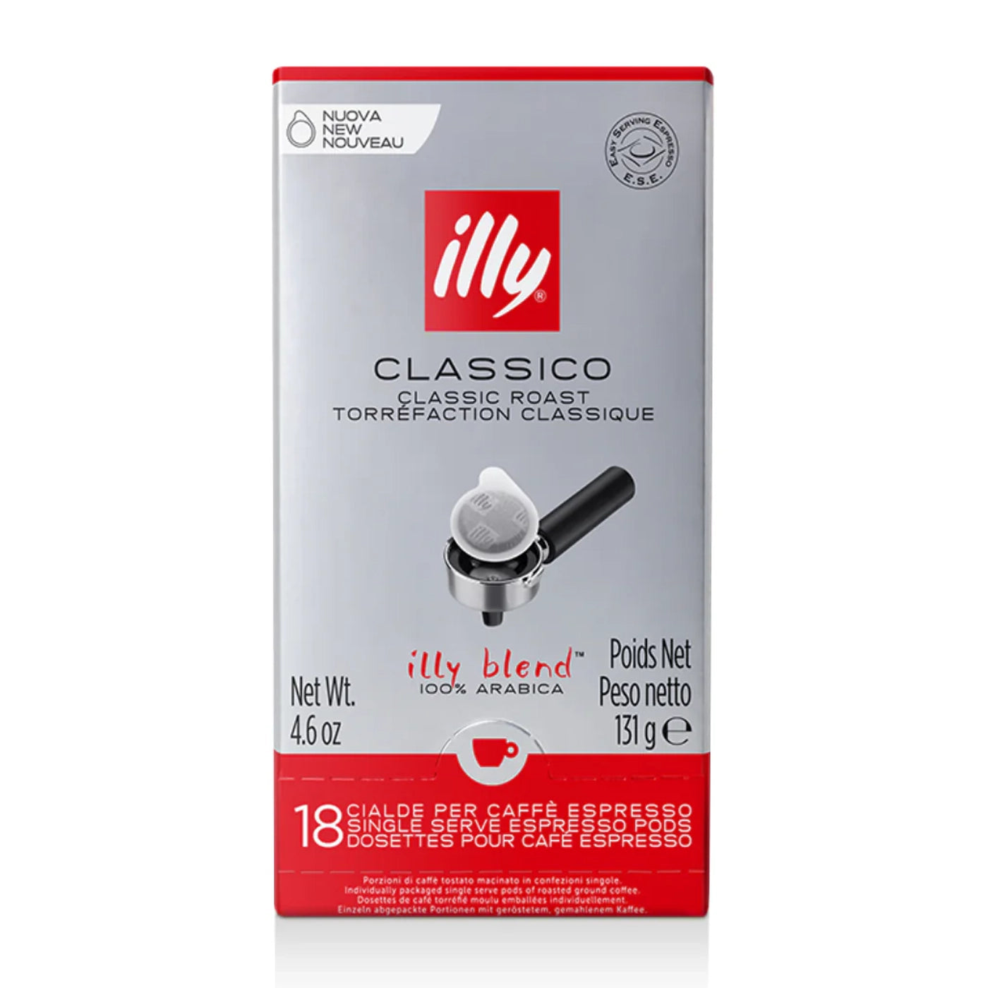 illy Classico Medium Roast Espresso E.S.E Pods - 18 Count - Compatible with Most Espresso Machines - Perfect for Home & Office Coffee Breaks