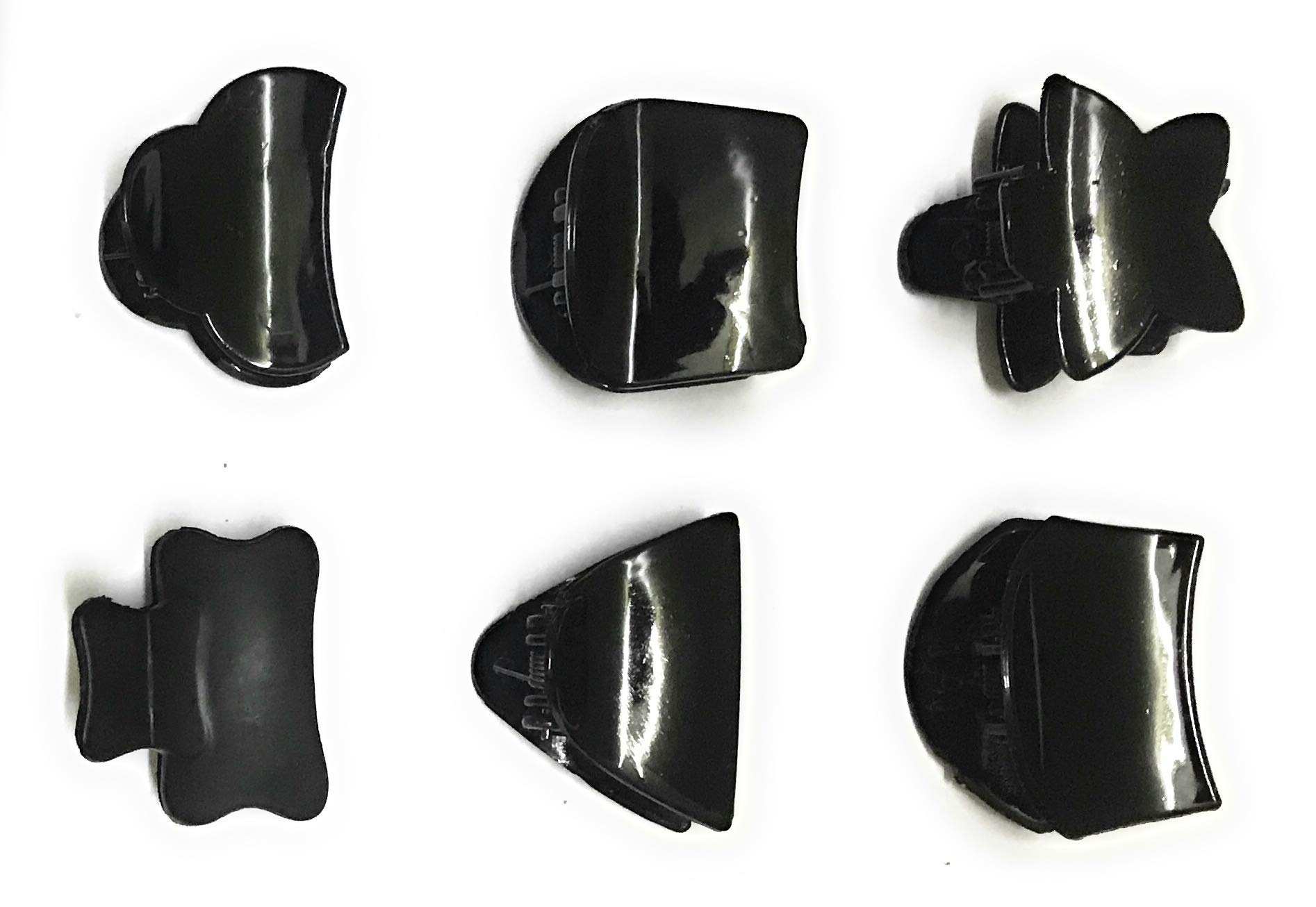 Topon Creations Small Black Plastic Hair Claw Clips for Women - 6 Pack Random Designs | Perfect for Ponytails, Buns & Everyday Hairstyles