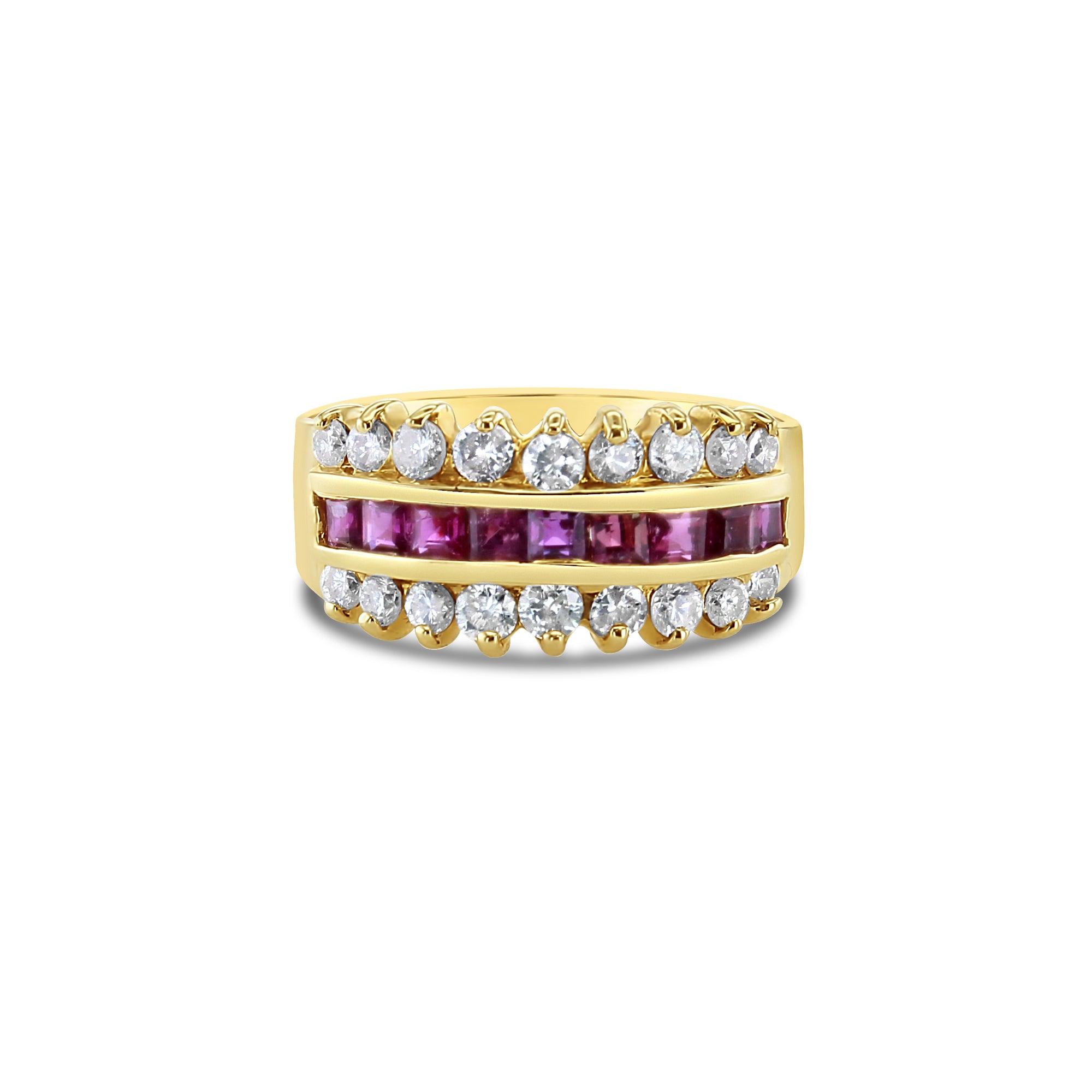 1.55cttw Ruby & Diamond Wedding Band Ring 14K Yellow Gold for Women - Elegant Bridal Jewelry, Anniversary Gift, Engagement Ring Alternative