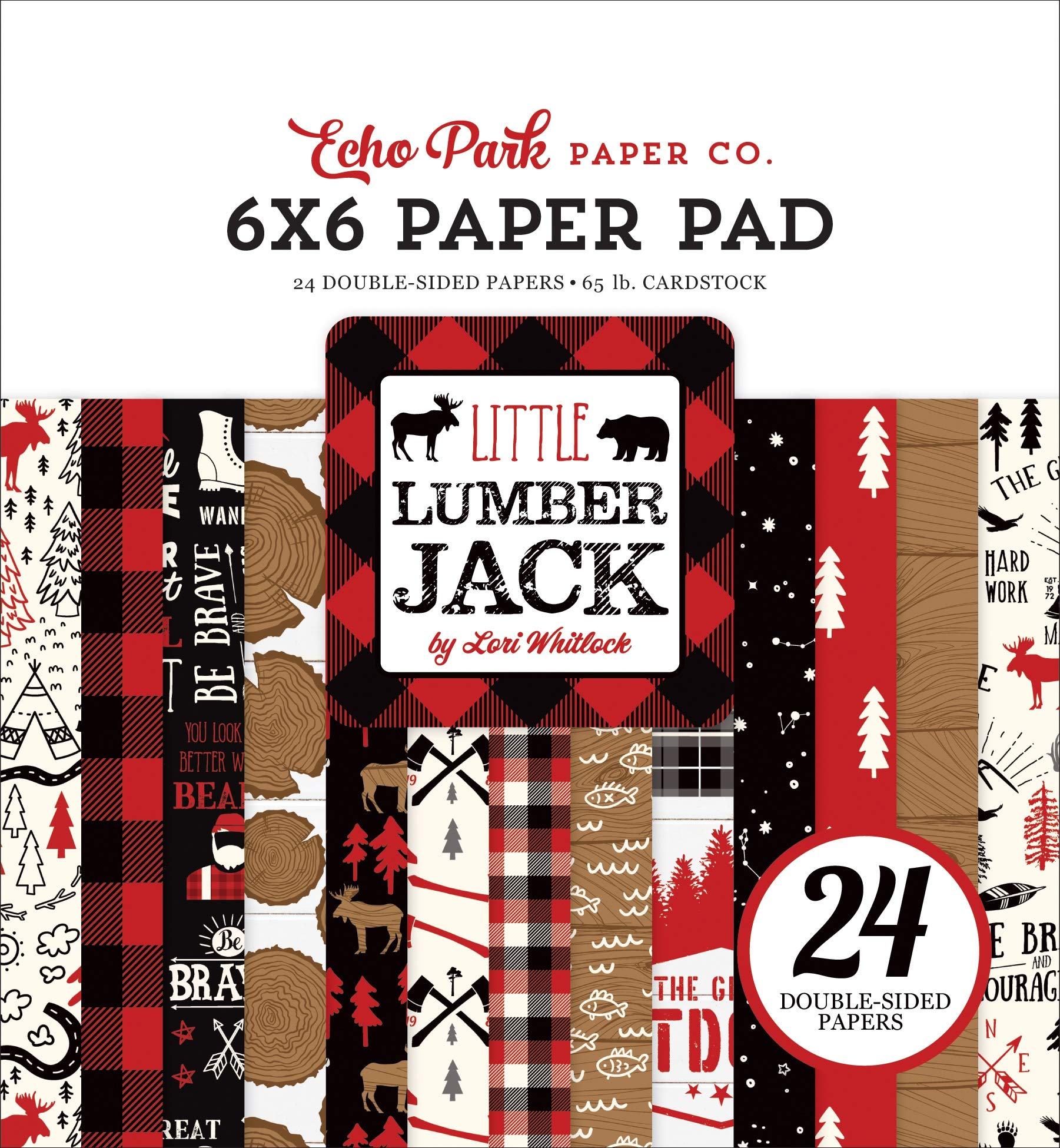 Echo Park 6x6 Paper Pad - Red, Black, Tan, Kraft, White for Scrapbooking & Card Making