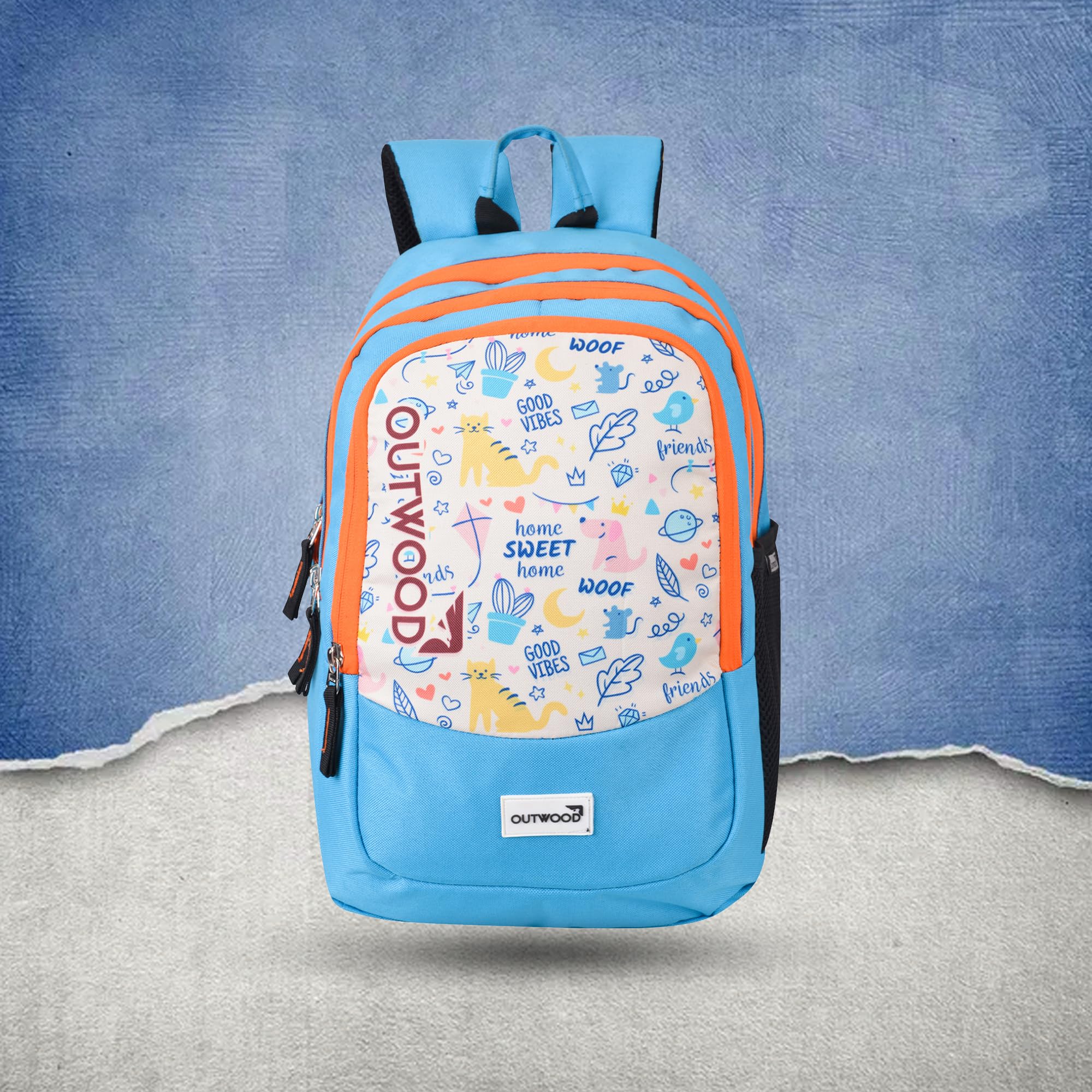 OUTWOOD Lightweight Ergonomic Backpack for Men & Women - Water Resistant School Bag with S-Shaped Shoulder Strap for College, Travel, Hiking, Picnic & Daily Commute | Spacious Casual Backpack (Sky Blue, Small) - Perfect for Students, Office Workers & Outdoor Enthusiasts