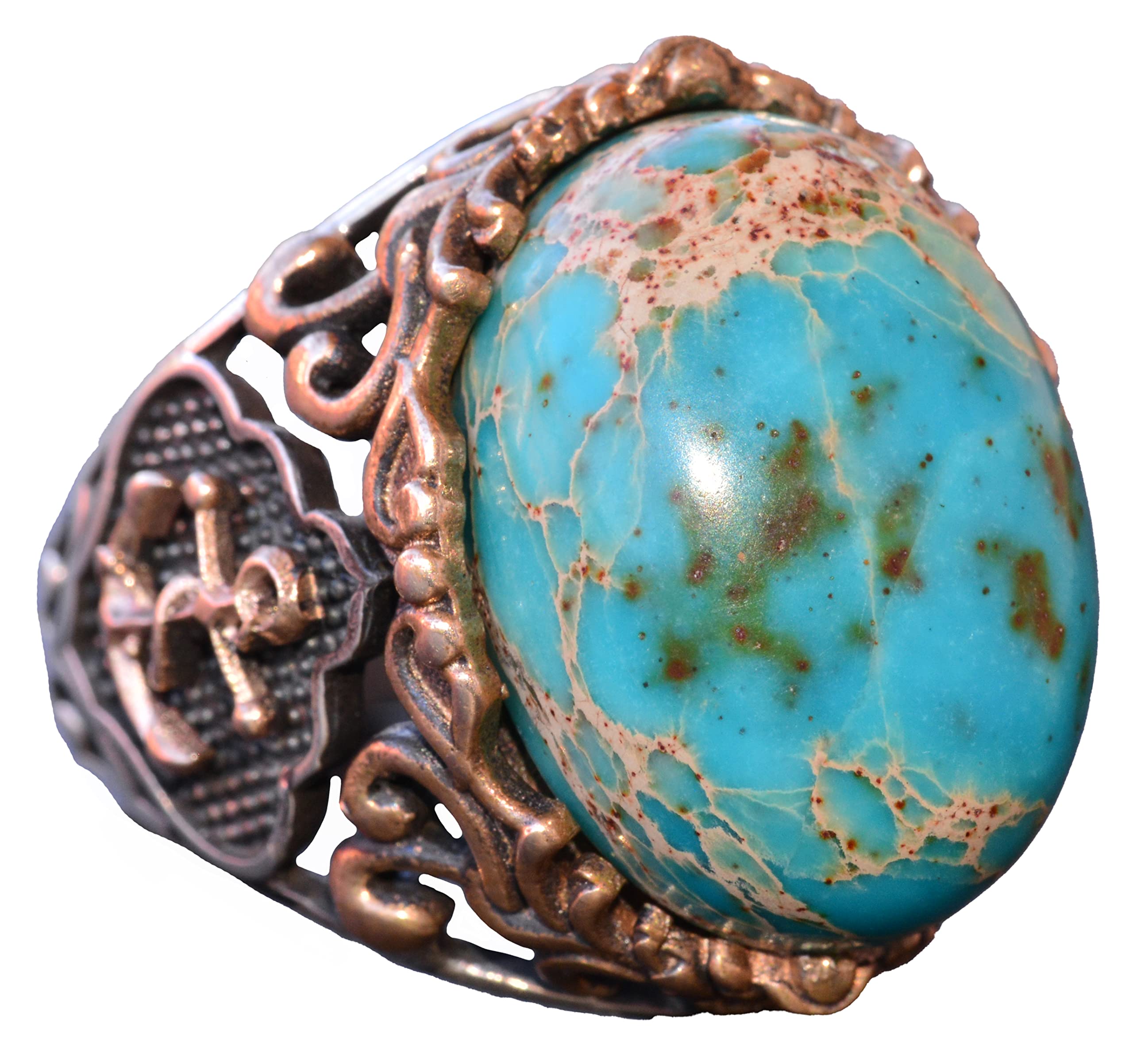 Natural Jasper Gemstone Anchor Ring for Men & Women - 13.00 Carat 925 Sterling Silver Sailor Jewelry - Perfect for Nautical Weddings, Beach Parties & Marine Lovers