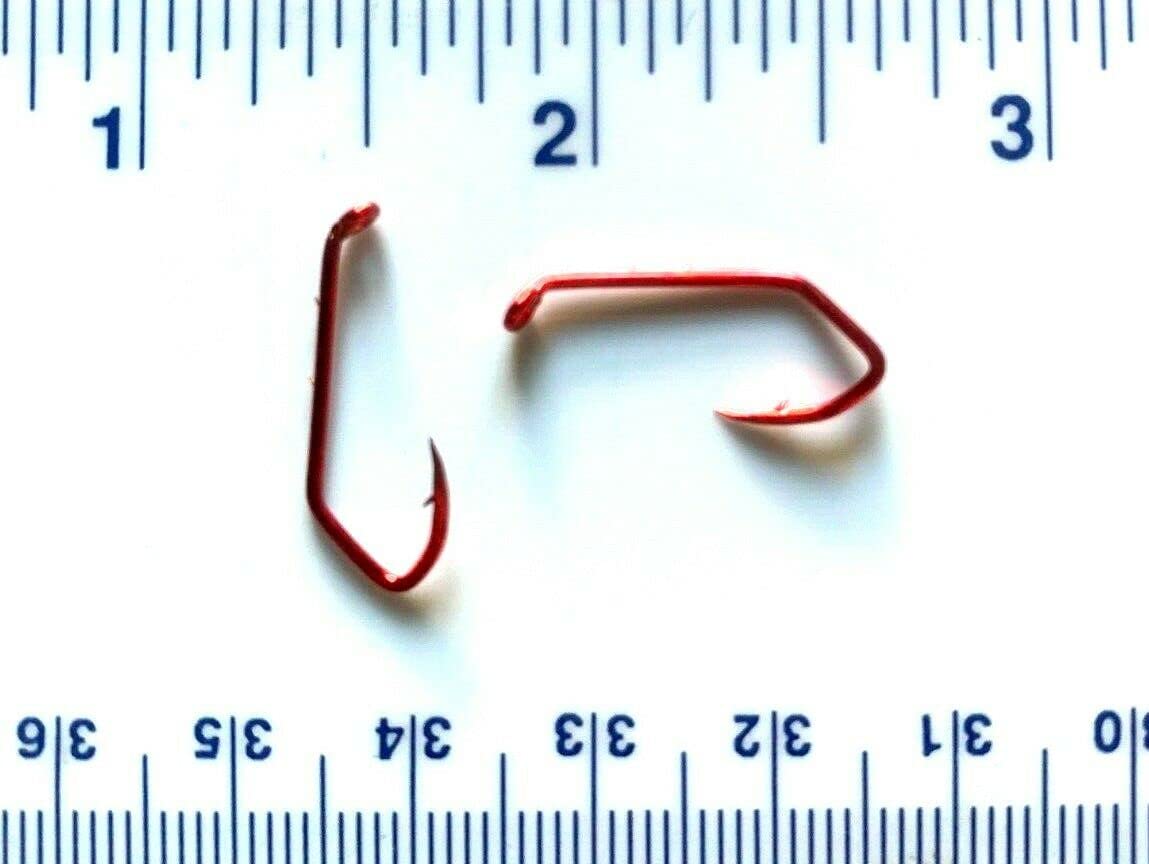 Gerry's Tackle Red Sickle Down Eye Baitholder Fishing Hooks - Size 6 (Pack of 100) for Freshwater & Saltwater Fishing, Bass, Trout, and Panfish