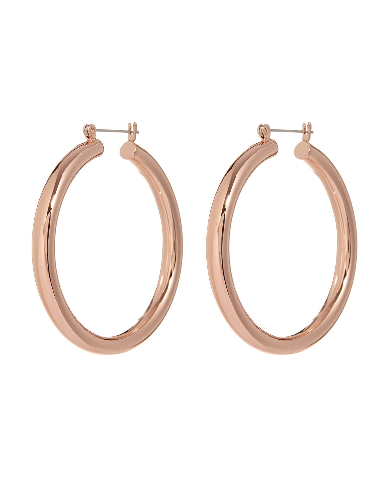 Polished Rose Gold Plated Amalfi Tube Hoop Earrings for Women | Elegant Dangle Earrings for Party, Wedding & Everyday Wear