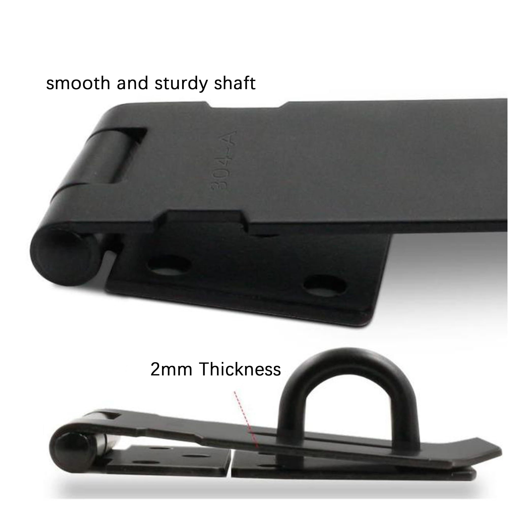 HLMOptimo 4 Inch Stainless Steel Hasp Lock - Matte Black Door Latch with Screws (2-Pack) - Secure Sheds, Cabinets, Gates & Storage Units