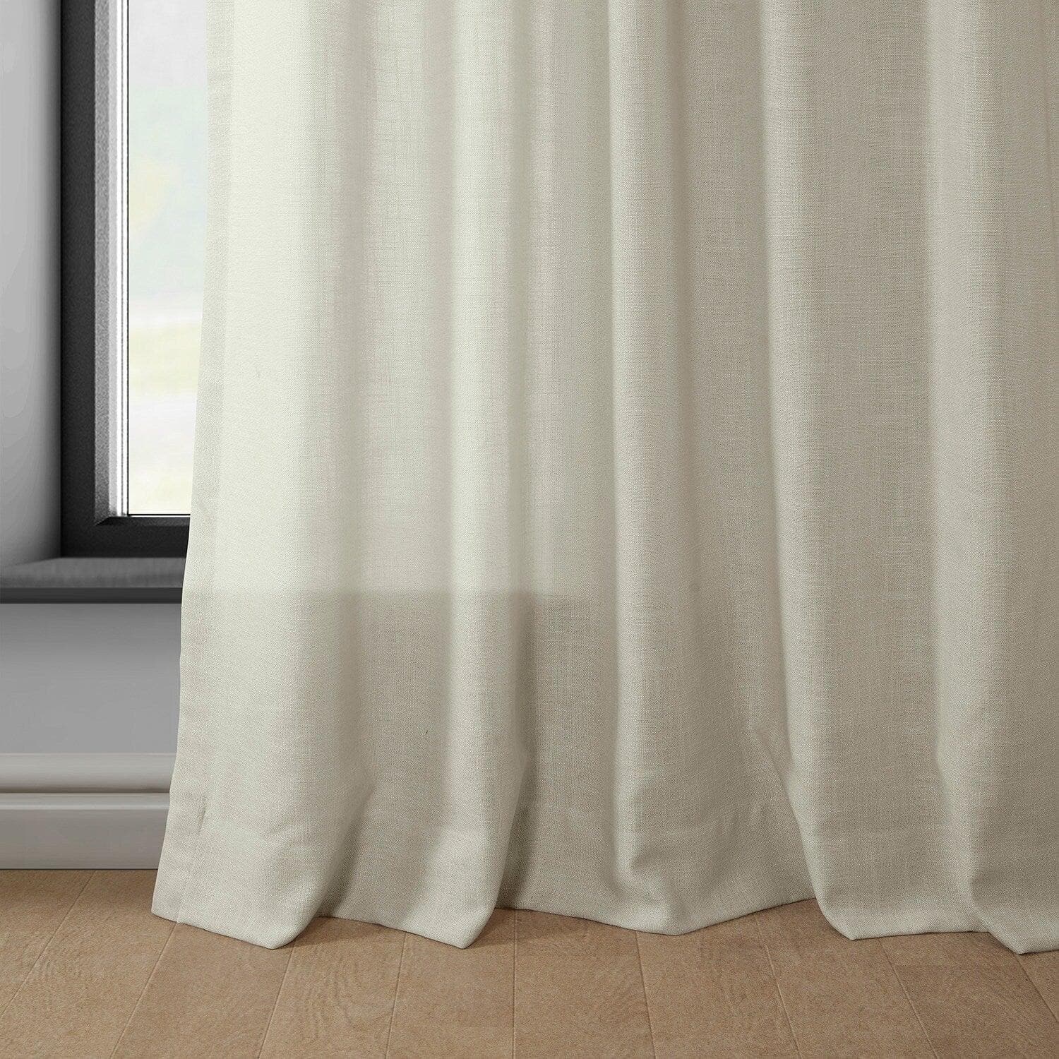 Light Tan Classic Faux Linen Curtains - Elegant Window Treatment for Living Room, Bedroom & Office - Blackout & Thermal Insulated Drapes for Home Decor