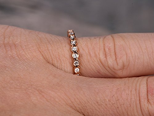 14K Rose Gold Diamond Wedding Ring - Half Eternity Band with Bezel Set Infinity Twist Design - Perfect for Anniversary, Engagement & Romantic Occasions