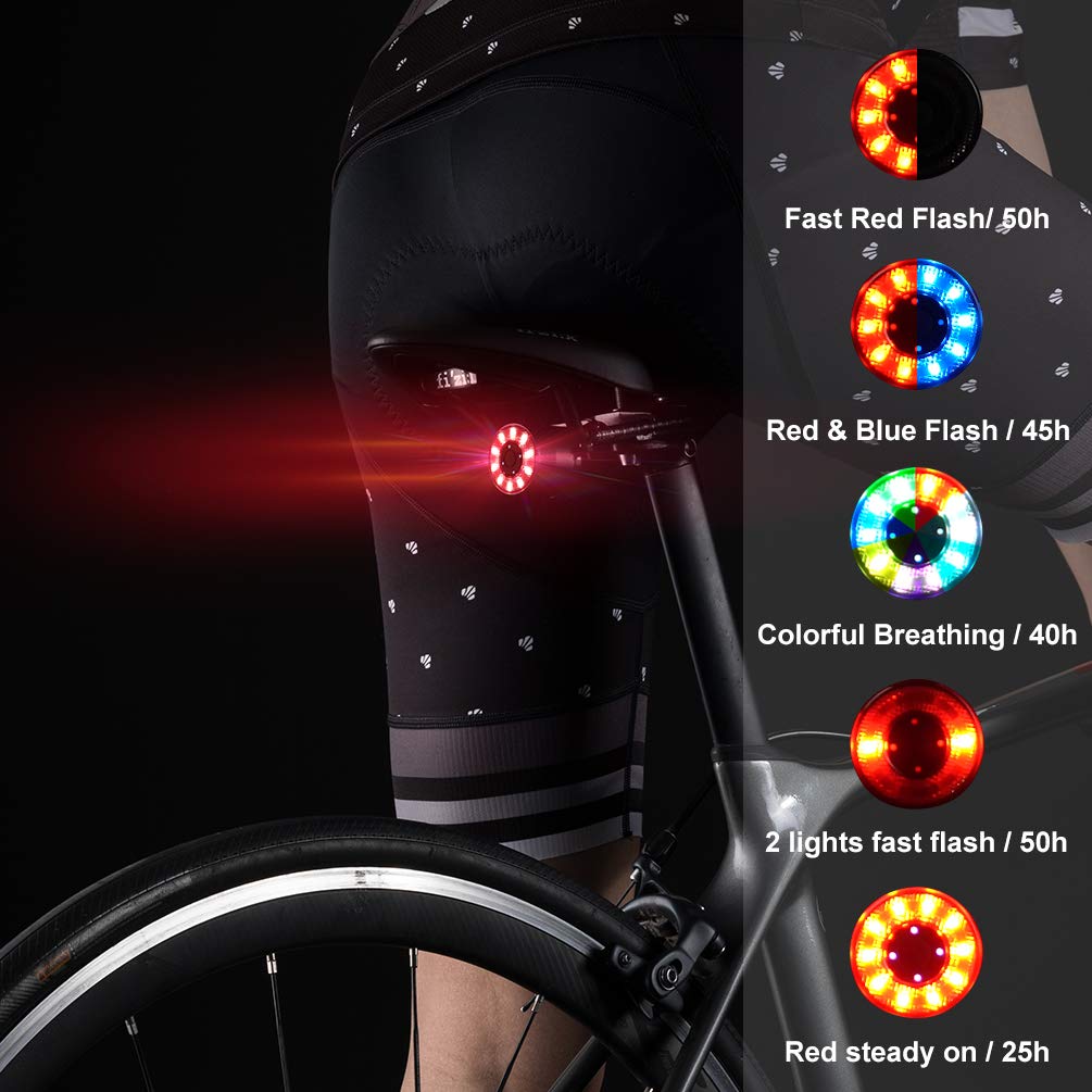 ROCKBROS Rechargeable Waterproof Bike Tail Light - High Visibility Rear Bicycle Light for Night Cycling, Commuting & Road Safety | USB Charging LED Bike Taillight for Mountain, Road & City Bikes