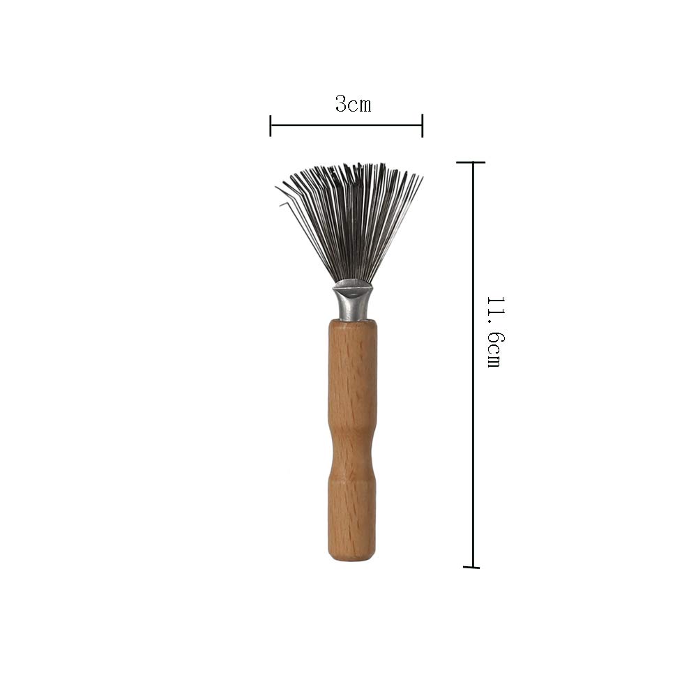 Wooden Handle Hair Brush Cleaner - Mini Hair Dirt Remover Comb for Home & Salon Use - Perfect for Detangling, Removing Lint & Maintaining Hair Tools