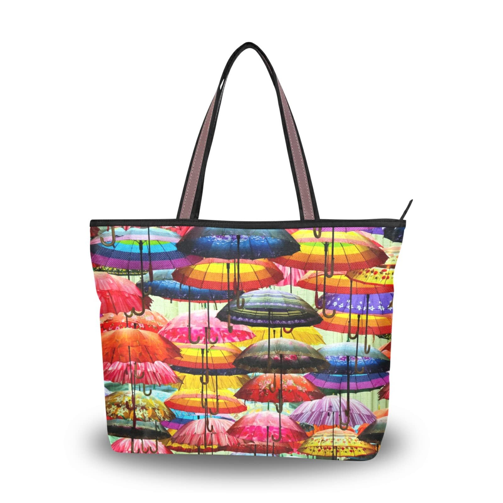 Waterproof Watercolor Umbrella Tote Bag for Women - Reusable Shoulder Handbag for Beach, Travel & Shopping | Stylish Carryall for Work, Gym & Daily Commute