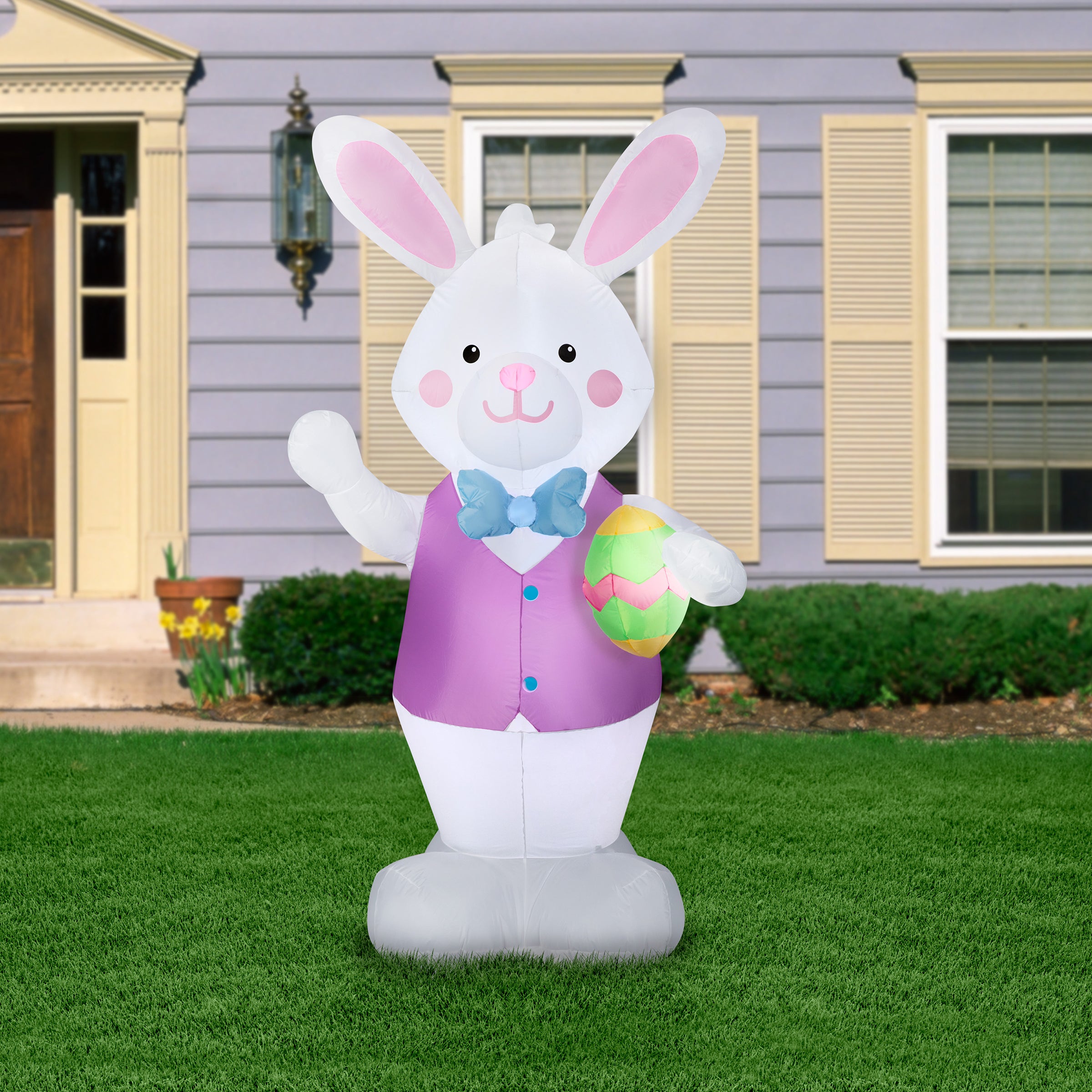 7 ft. Giant Inflatable Easter Bunny with Egg Decorations - Outdoor Yard Decoration for Easter Party, Spring Festival, and Holiday Celebrations