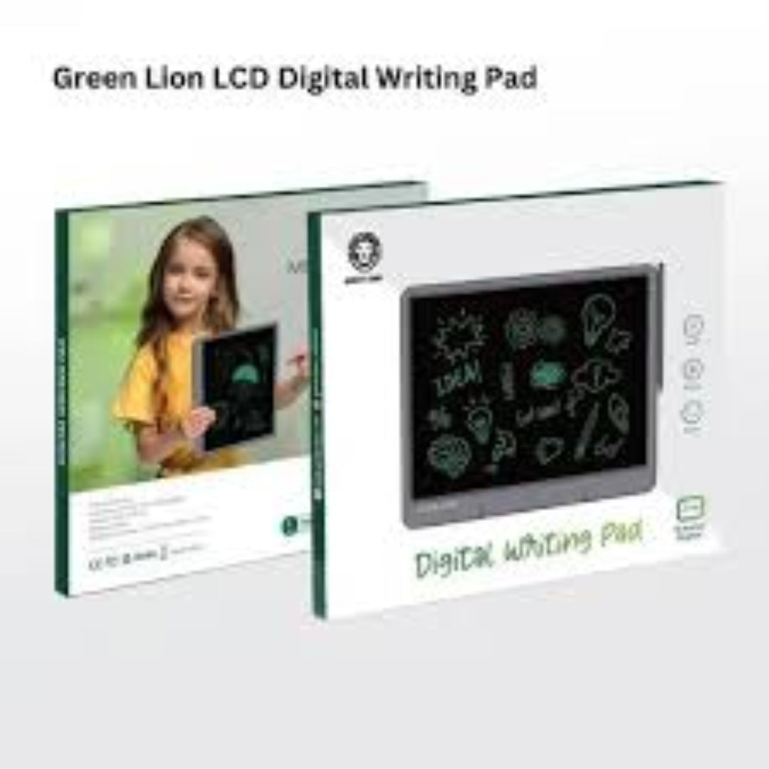 Green Lion LCD Digital Writing Pad - 8.5 Inch Reusable Notepad with Stylus, Erase Button & Universal Compatibility for Kids & Adults - Perfect for Notes, Sketches & Shopping Lists (Gray)