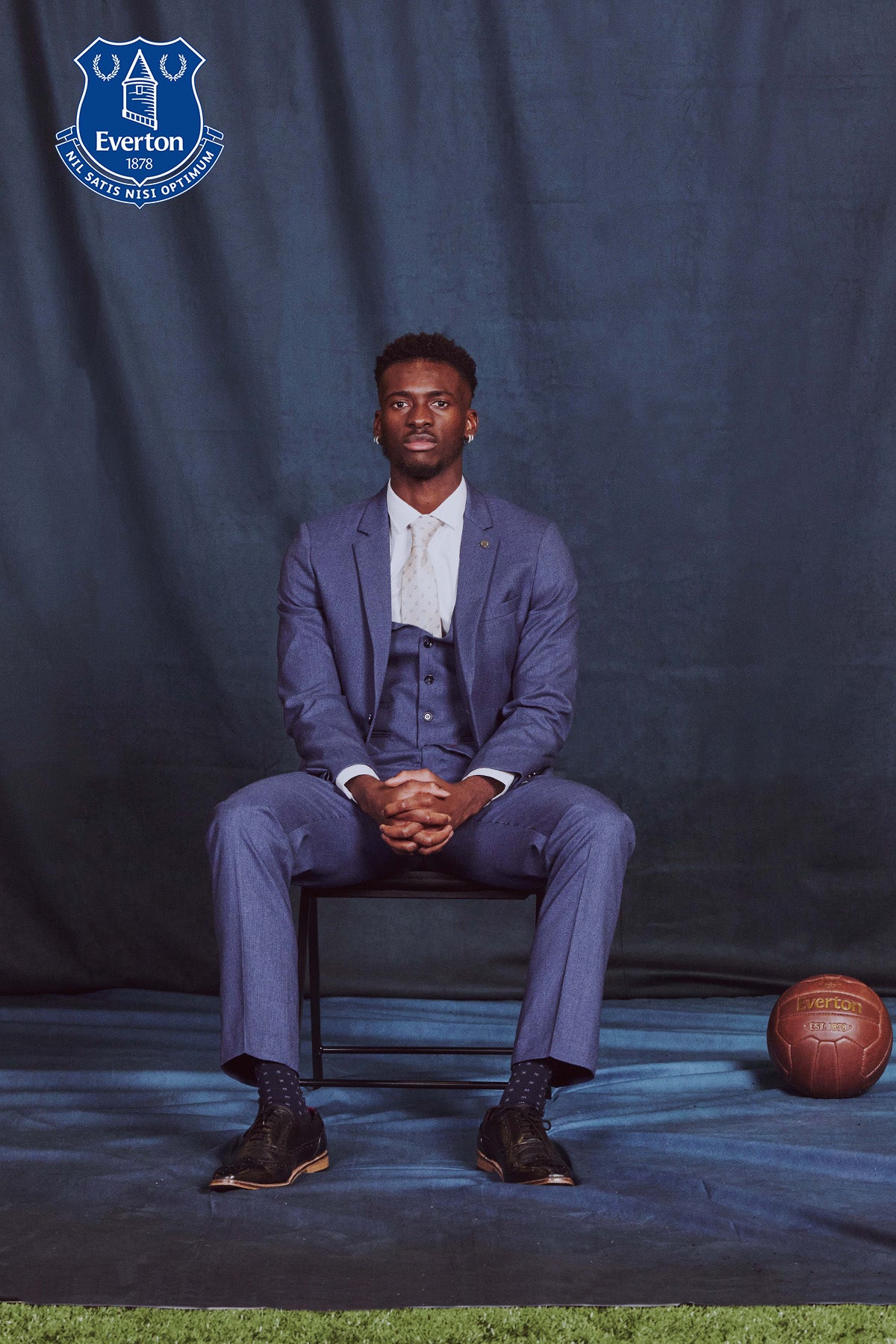 Tim Iroegbunam Everton FC Ashley Navy Blue 3-Piece Suit - Official Football Club Collection | Perfect for Matchdays, Weddings & Formal Events