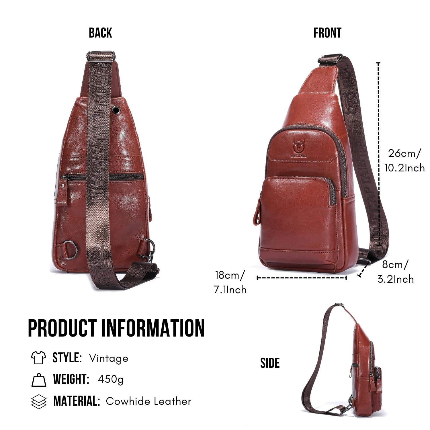 Stylish Unisex Leather Sling Bag - Water Resistant Crossbody Chest Shoulder Bag for Women & Men (097-HEI) - Perfect for Travel, Shopping & Everyday Use