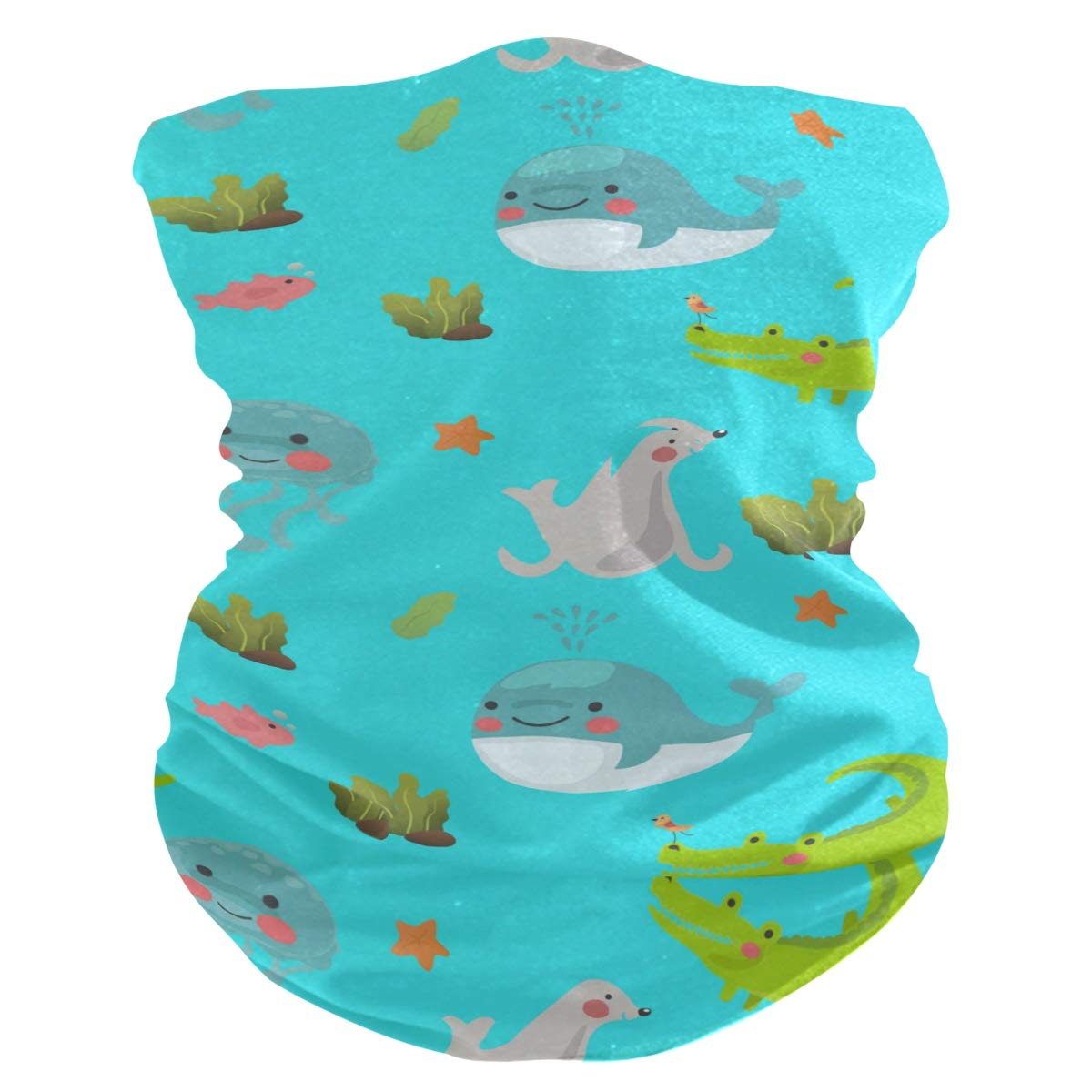 Stylish Aquatic Animal Print Balaclava Face Mask - Breathable Neck Gaiter & Bandana for Men & Women - Perfect for Outdoor Sports, Cycling, Running, and Winter Protection