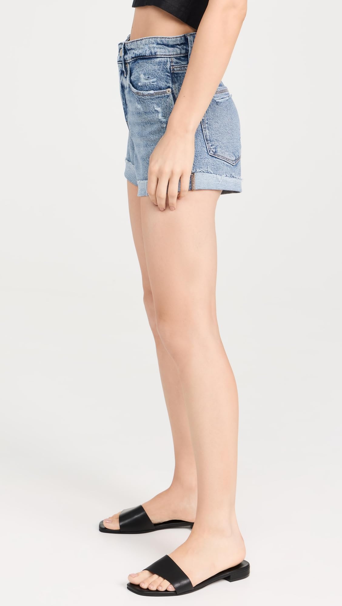 Good American Women's High Waist Denim Shorts - Stretchy Comfort Fit for Casual Wear & Summer Outfits | Perfect for Beach, Travel & Everyday Style