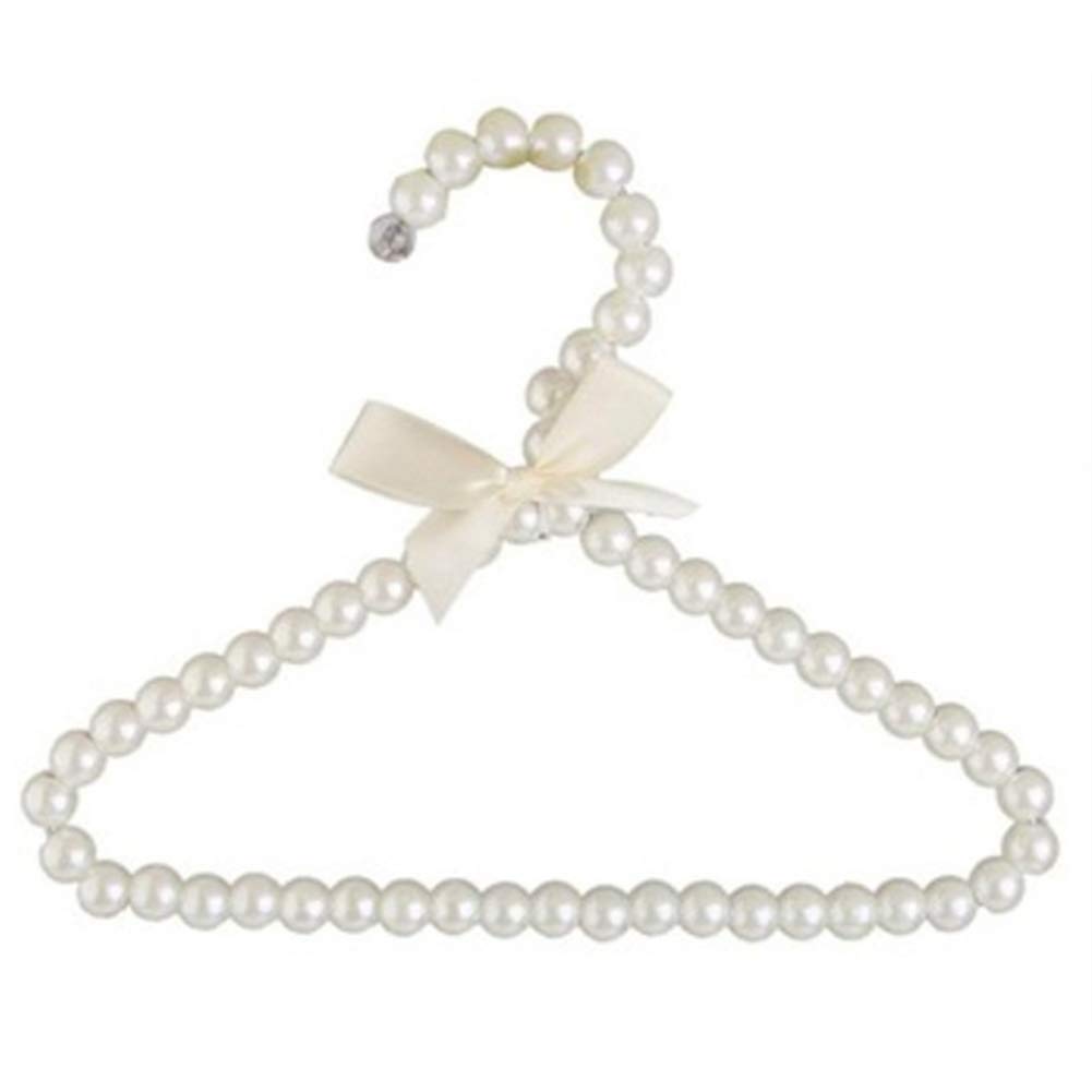 DELIFUR 5 Pack White Pet Clothes Hangers with Faux Pearl Bows - Durable Hangers for Dog, Cat & Kids Clothing - Perfect for Closet Organization & Pet Fashion Display