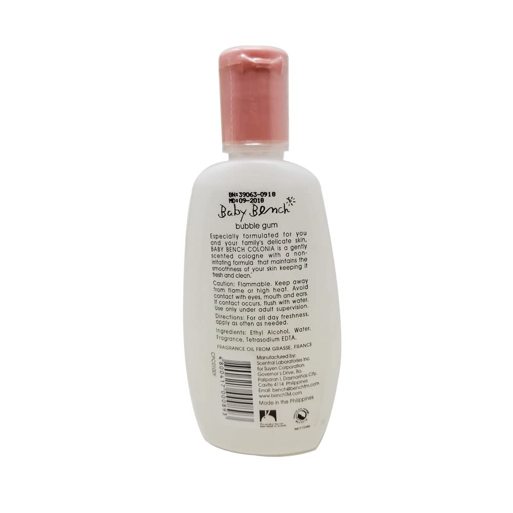 Bench Baby Cologne for Boys & Girls - Bubble Gum Scent 100ml (3.4oz) Small Size Perfume by Bench | Fresh & Sweet Fragrance for Daily Use, School, Parties & Special Occasions