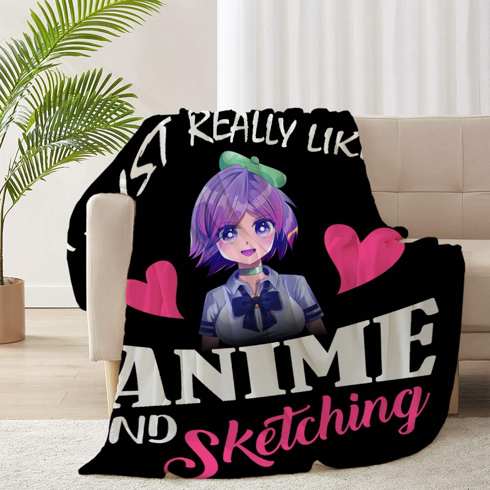 RICKYOUNG Anime & Sketching Design Fleece Flannel Blanket - Ultra Soft Lightweight Plush Throw for Couch, Bed & Sofa - 120x90 Inches Cozy Blanket for Adults, Teens & Family - Perfect for Anime Lovers, Sketching Enthusiasts, Movie Nights & Winter Snuggling