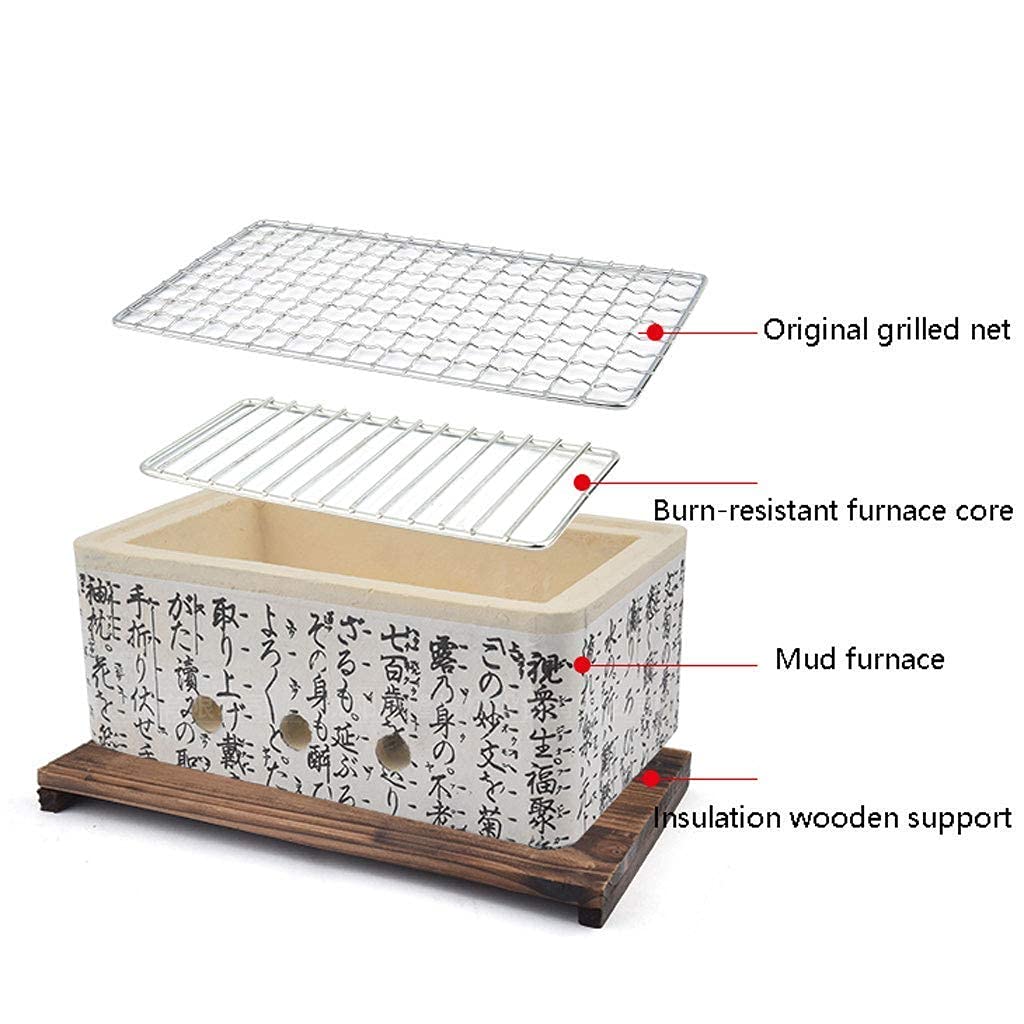 4-in-1 Japanese Ceramic Tabletop BBQ Grill - Mini Charcoal Grill & Stove for 2-3 People, Portable Outdoor Cooking (24x14.5x11cm) - Perfect for Camping, Picnics, Backyard Parties & Small Gatherings