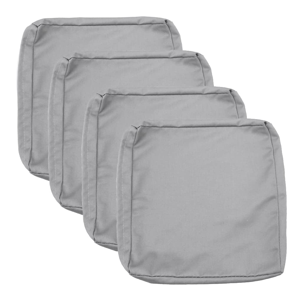 Sqodok 24x24 Inch Waterproof Outdoor Cushion Covers - 4 Pack Replacement Patio Furniture Covers for Wicker Chairs (Grey) - Perfect for Backyard, Deck, Poolside & Garden Seating