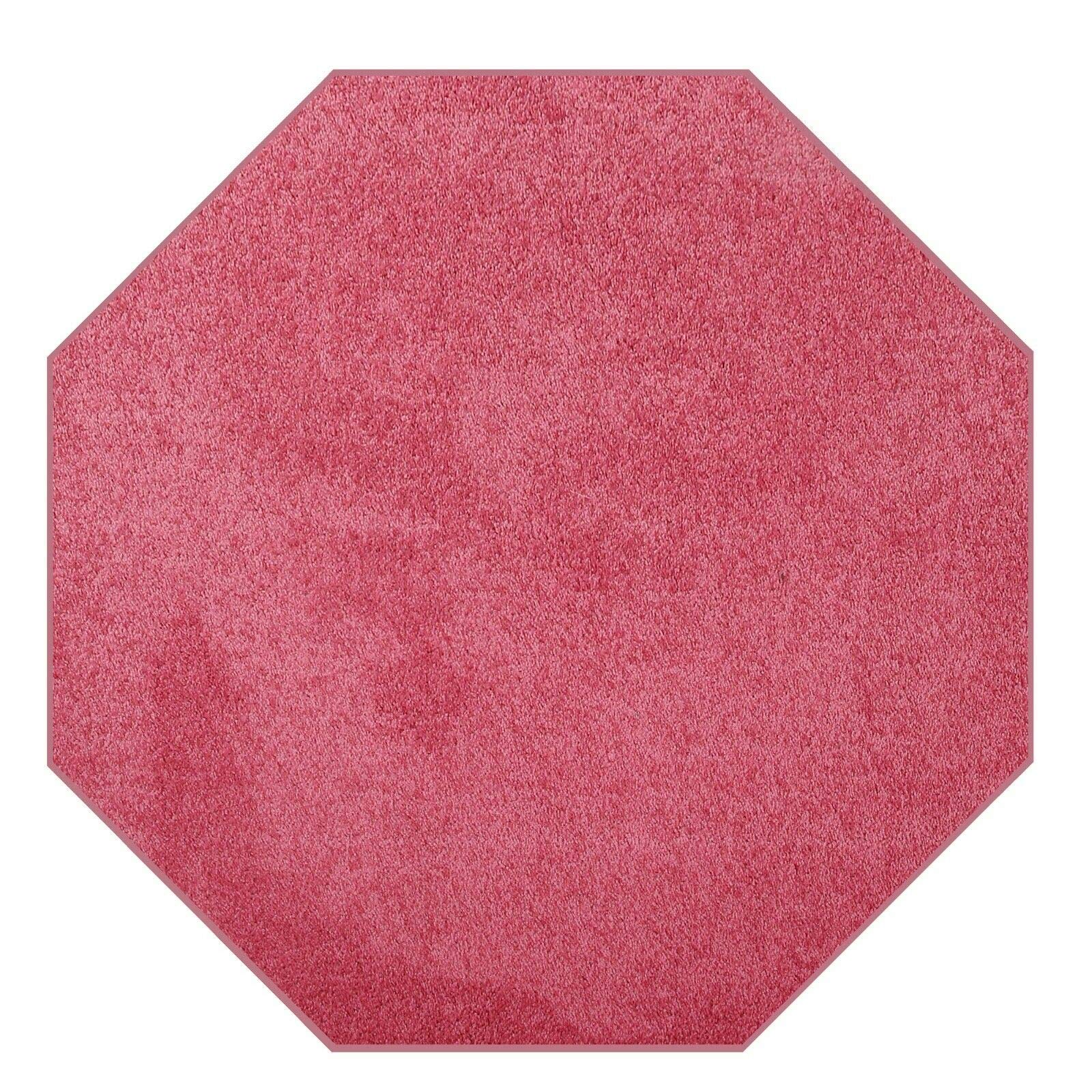 Modern Plush Solid Pink Octagon Area Rug 5' - Soft & Durable for Living Room, Kids & Pets - Made in USA | Perfect for Home Decor, Nursery, Wedding & Events
