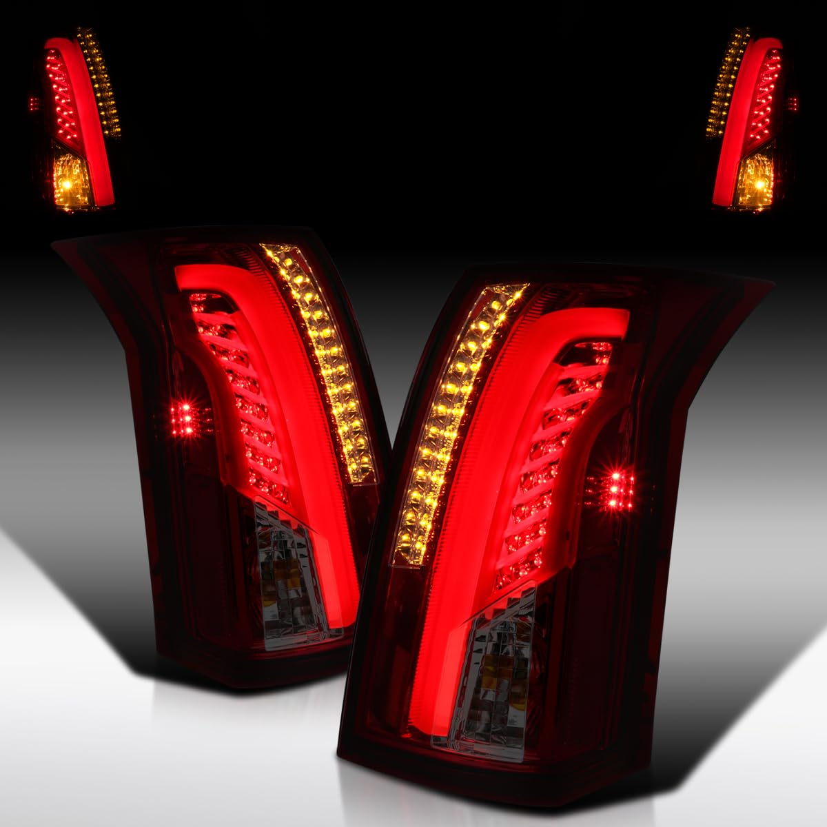 AutoZensation Red Smoke LED Tail Lights Compatible with 2003-2007 Cadillac CTS - Left & Right Pair Assembly - Enhanced Night Visibility & Style for Sedan Customization