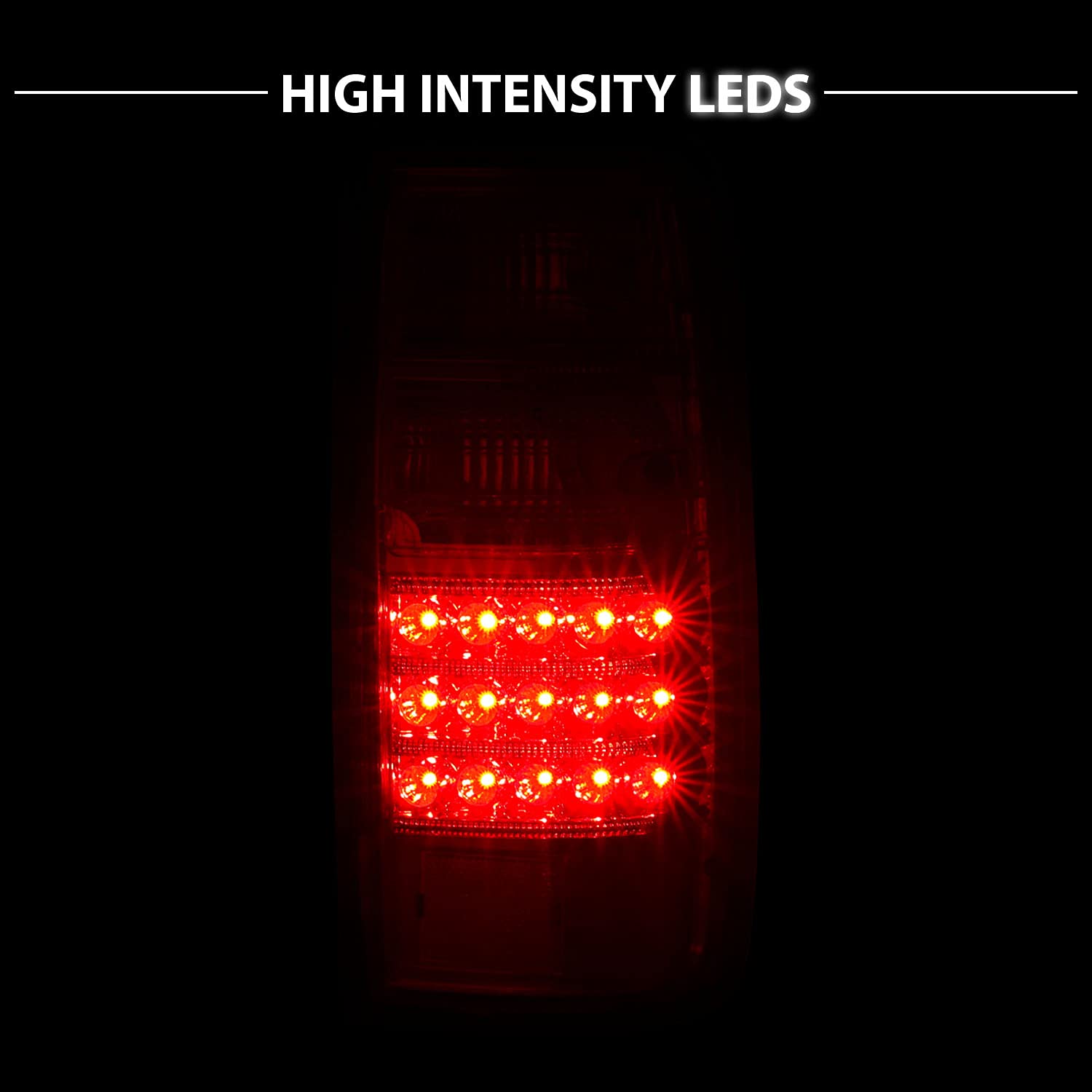 AmeriLite Red/Clear LED Tail Lights for Toyota Land Cruiser - Left & Right Side Pair - Durable, Bright & Waterproof - Perfect for Off-Roading, Night Driving & Vehicle Customization