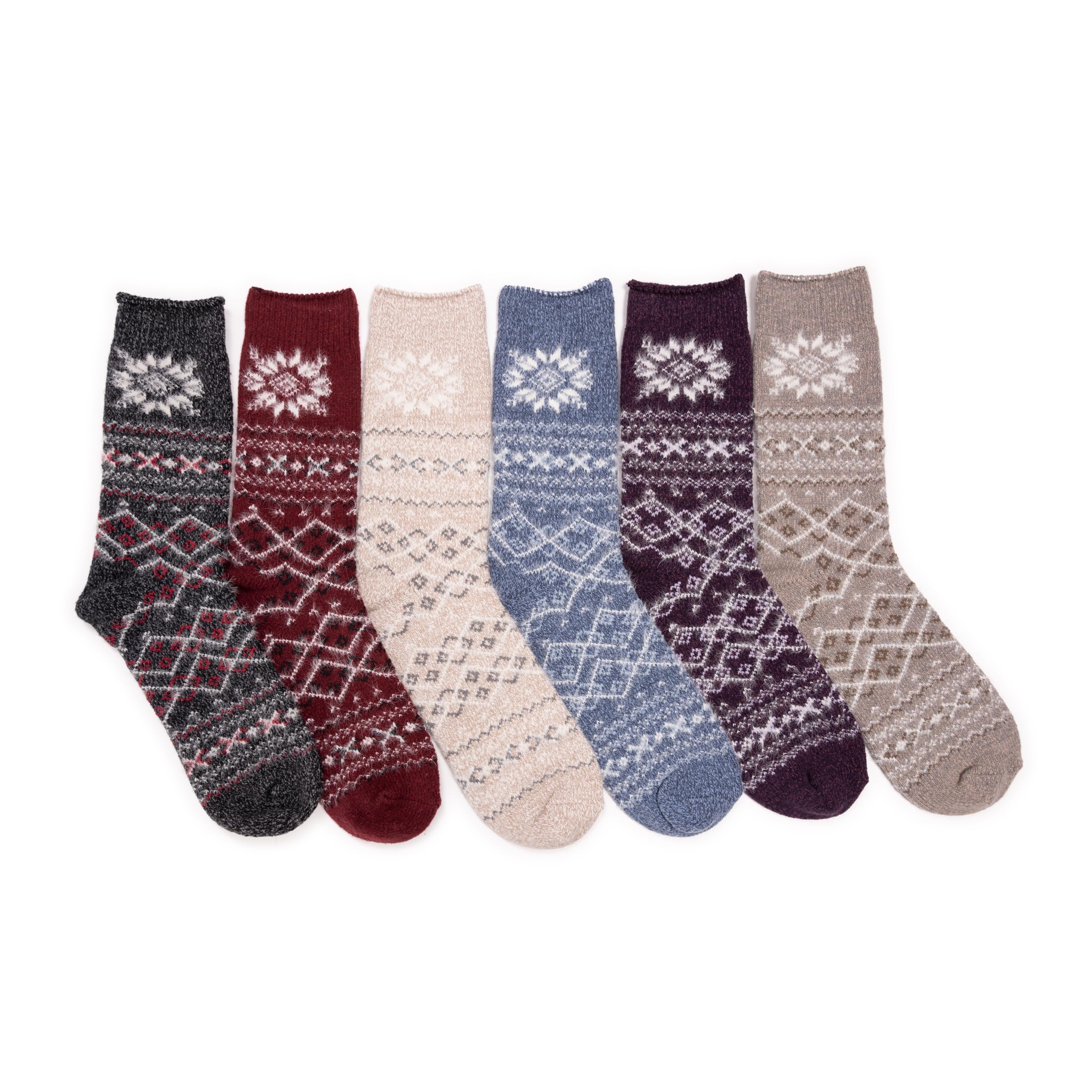 MUK LUKS Women's Microfiber Boot Socks 6-Pack - Soft Warm Winter Socks for Boots, Shoes & Cold Weather - Perfect for Hiking, Work & Everyday Comfort