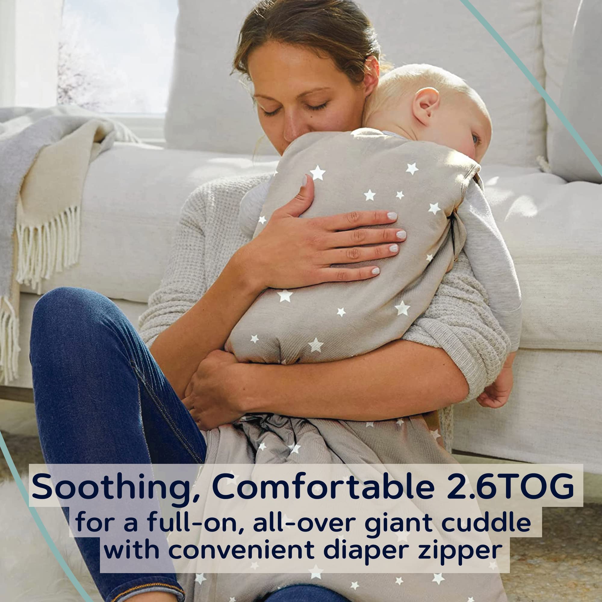 GUNAMUNA Unisex Baby Sleep Sack - 2.6 TOG Warm Sleeping Bag for Infants & Toddlers with Easy Diaper Changing Zipper | Perfect for Nighttime Sleep & Nap Time Comfort
