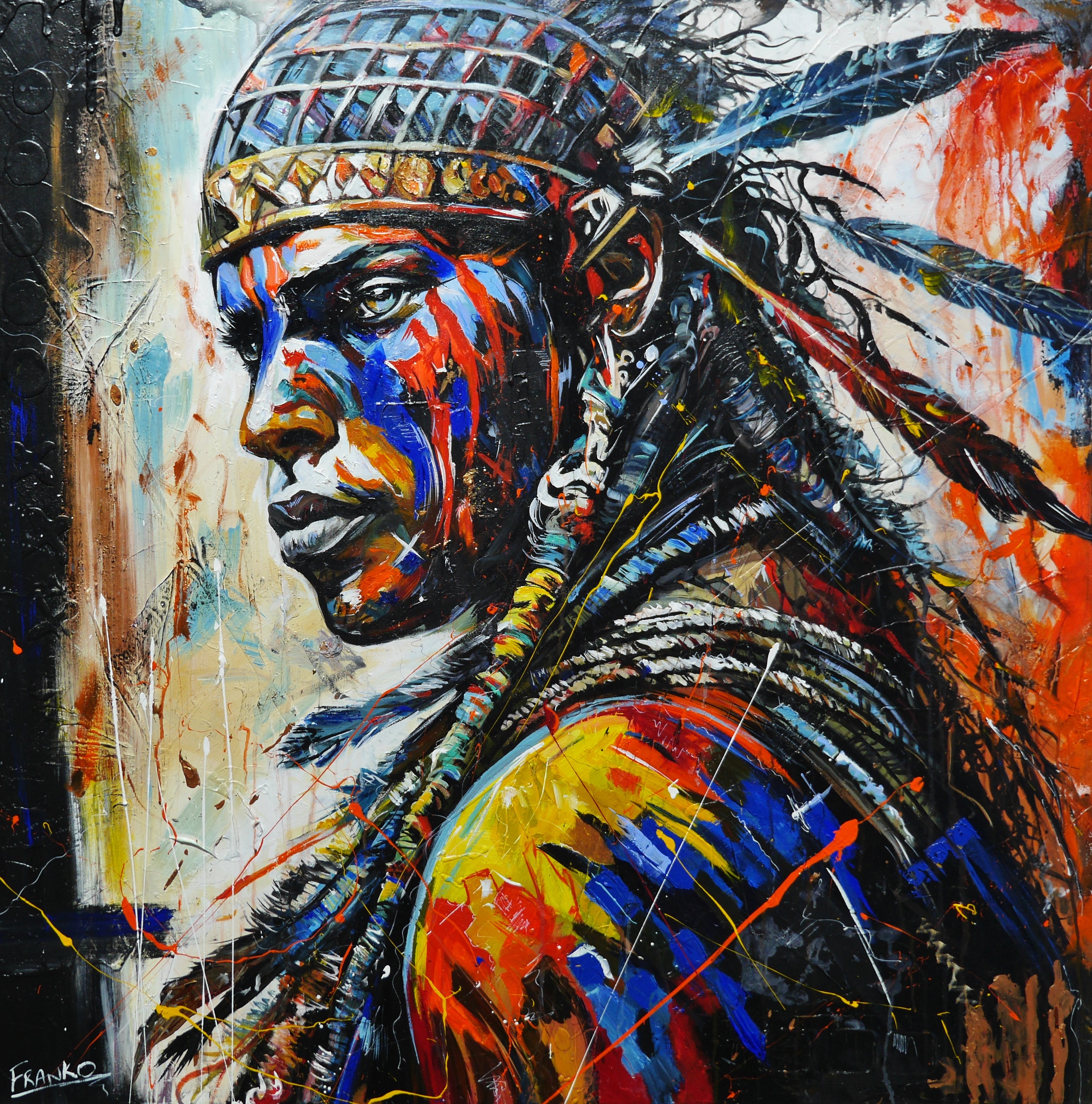 Brave and Beautiful Abstract Realism Textured Framed Painting - 48x48 Inch Large Wall Art for Living Room, Bedroom & Office Decor | Premium Canvas Artwork