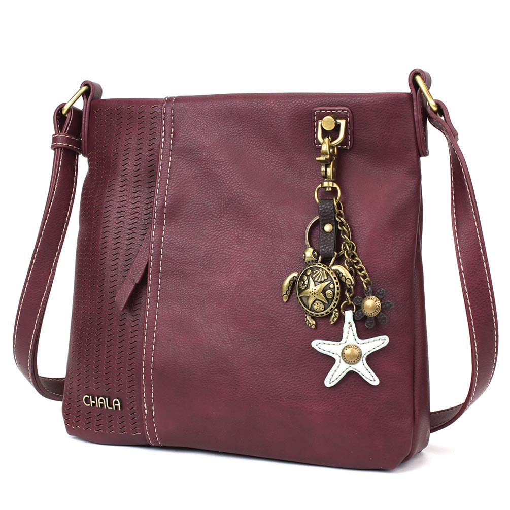 CHALA Women's Laser Cut Crossbody Bag - Faux Leather Purse in Plum Color - Perfect for Work, Travel & Everyday Use