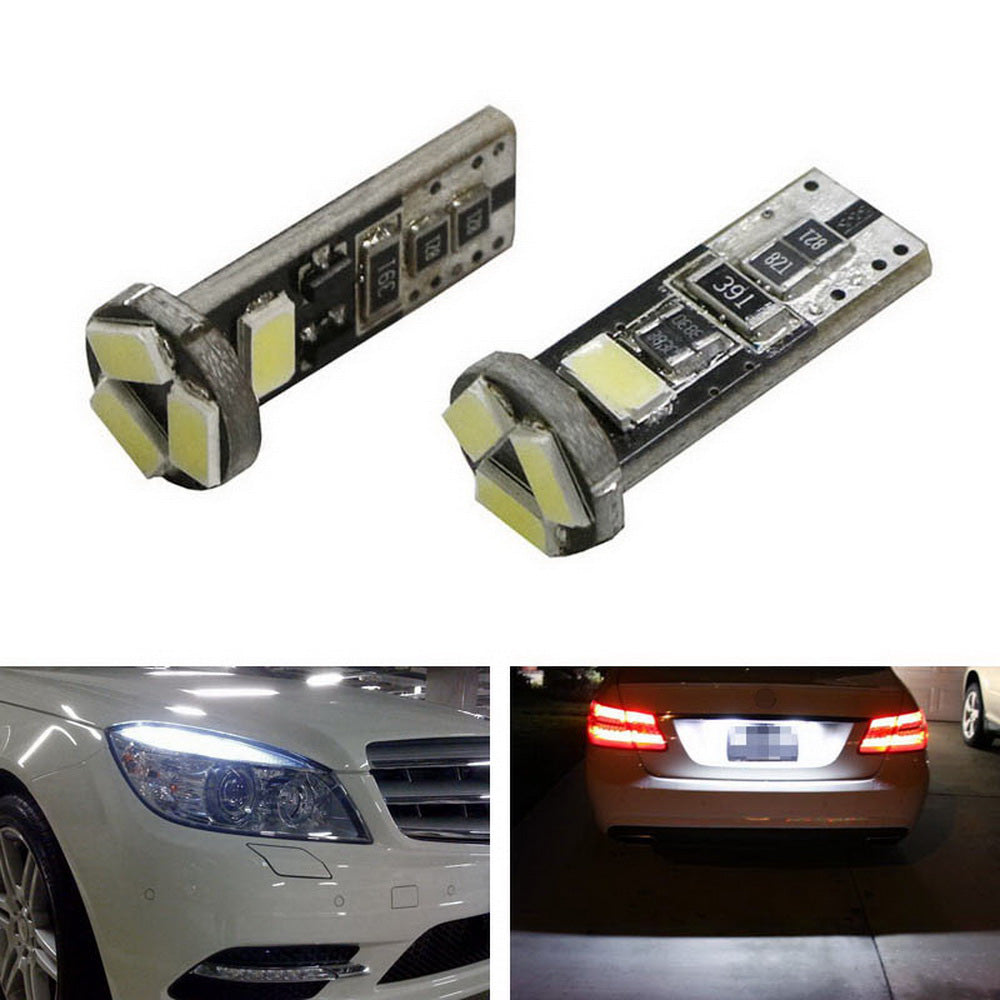 5 SMD 168 W5W 2825 T10 CANbus Error Free LED Bulbs - Super Bright White Light for Car License Plate, Dome, Map, Interior Lights - Easy Installation, No Flickering, Long Lifespan - Perfect for Night Driving and Vehicle Customization