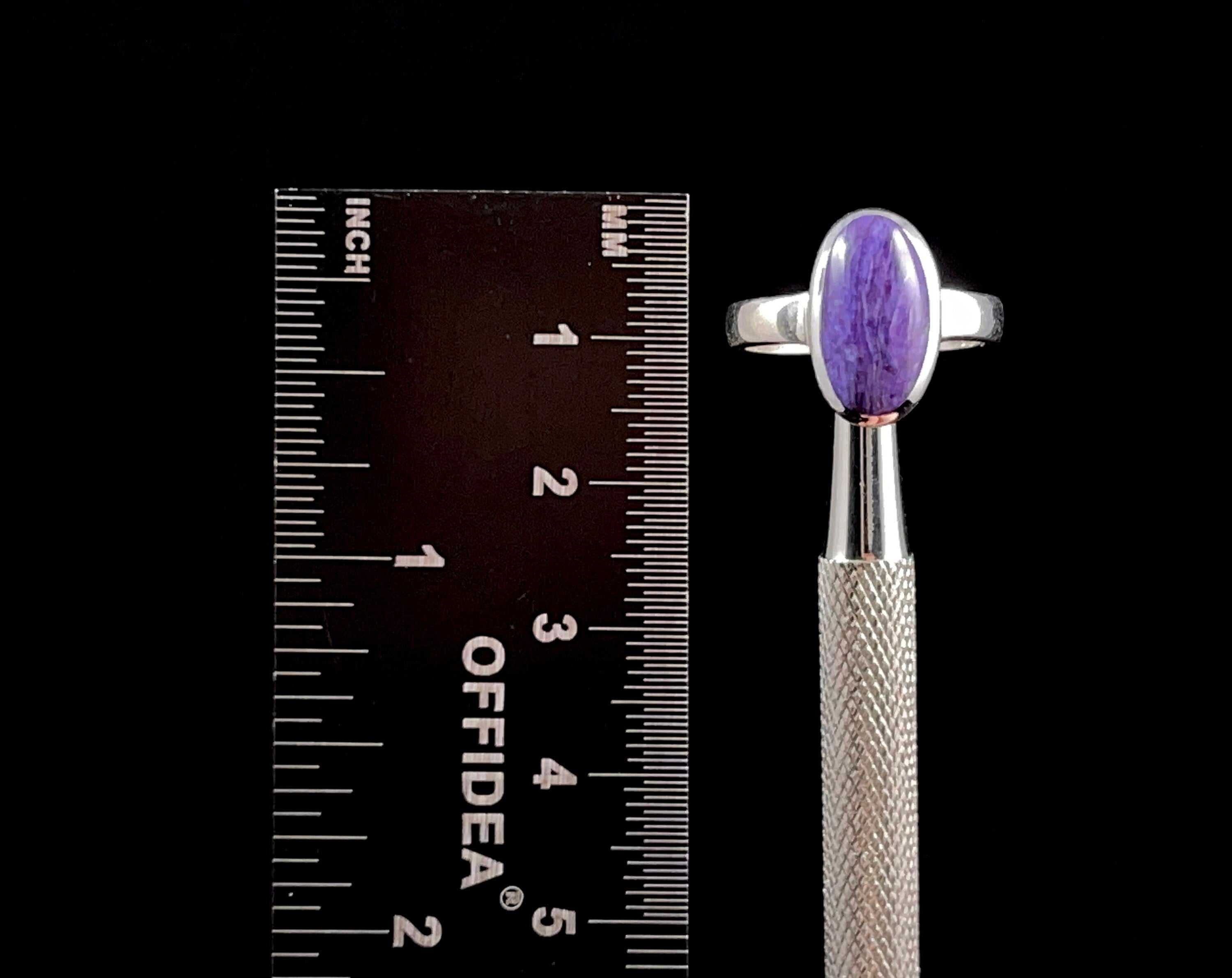 CHAROITE Crystal Ring Size 6 | Sterling Silver Gemstone Ring for Women | Fine Jewelry Gift for Her | Healing Crystal Ring for Meditation & Spiritual Energy