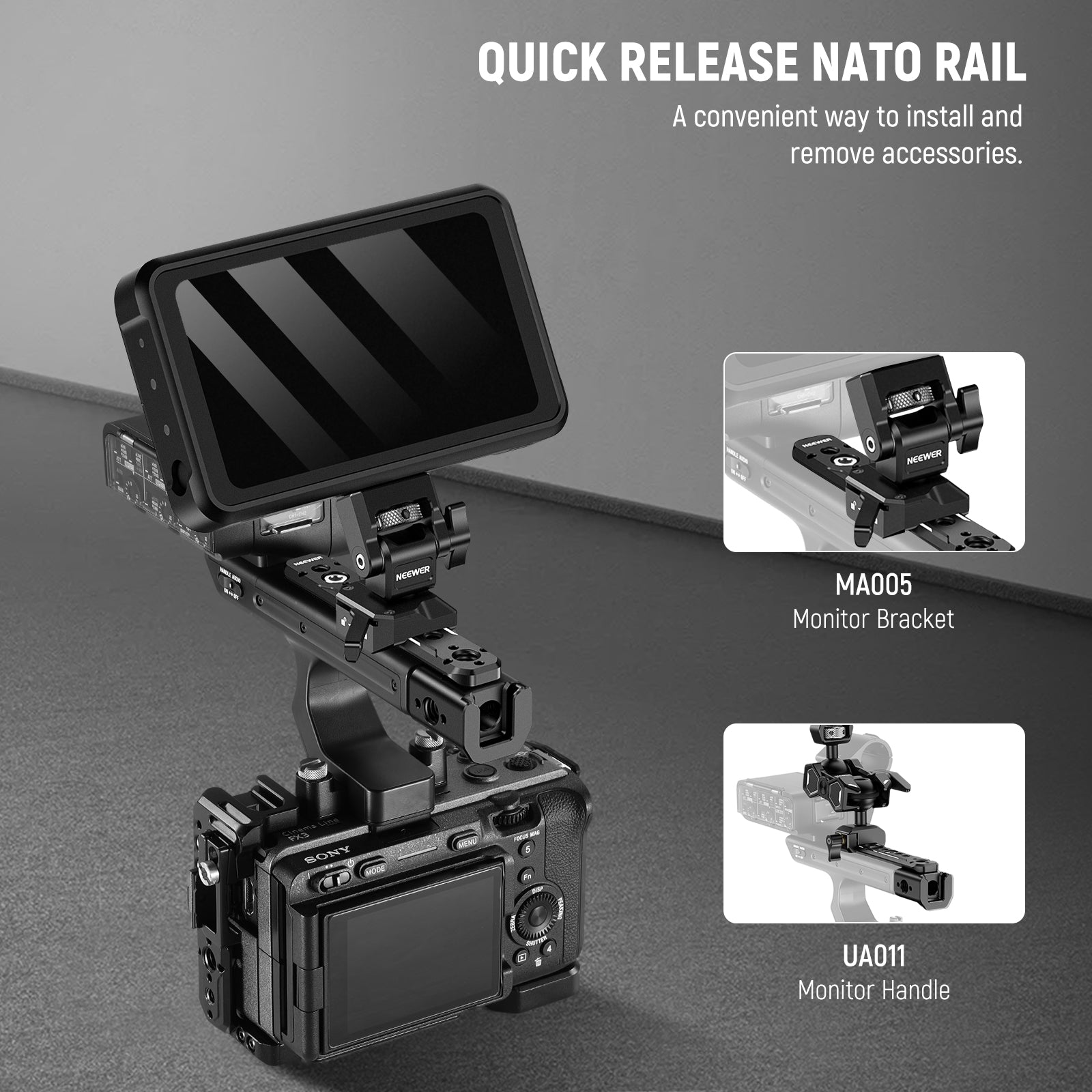 NEEWER CA011/CA024 Camera Cage for Sony FX3 FX30 - Professional Aluminum Alloy Rig for Vlogging, Filmmaking & Photography