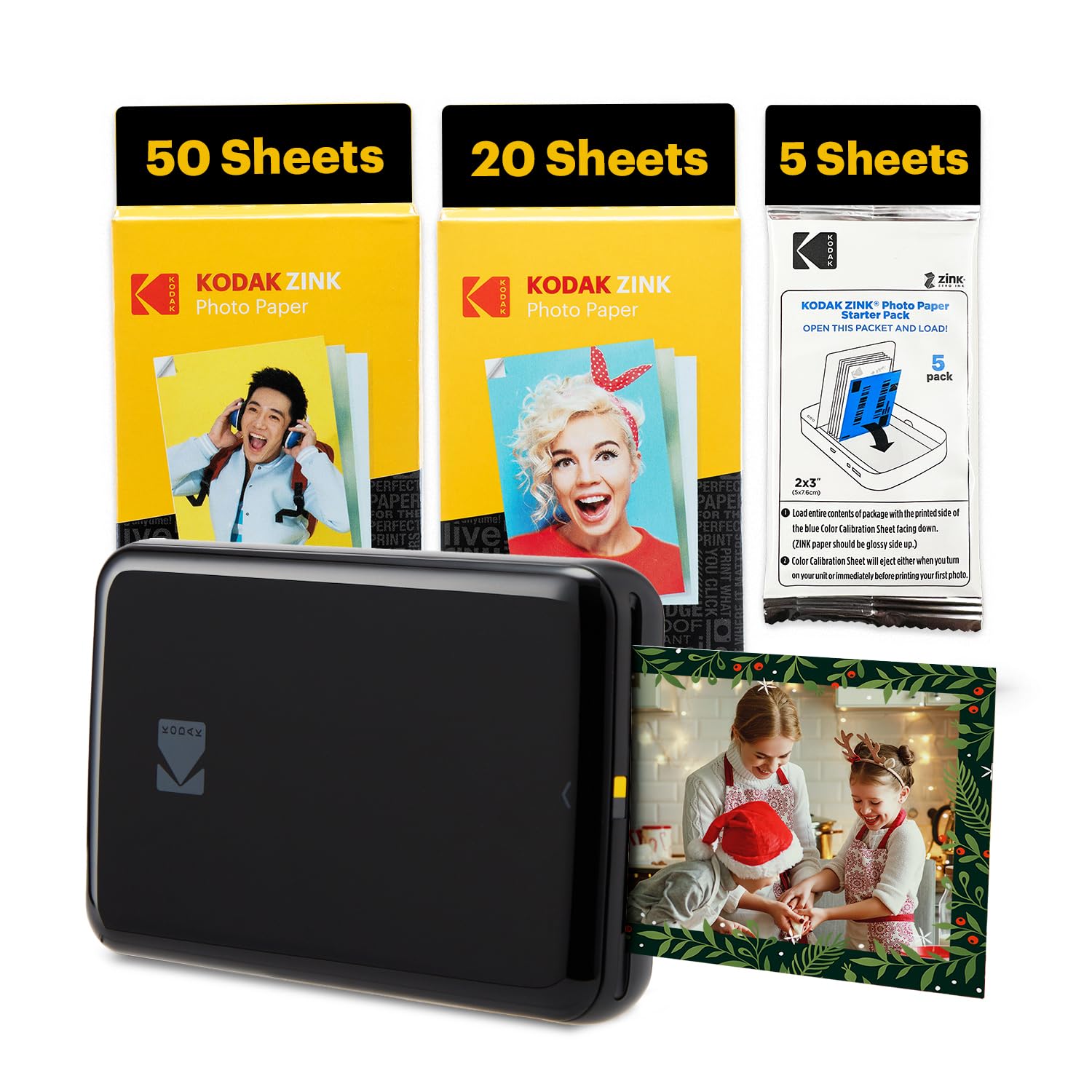 KODAK Step Instant Smartphone Photo Printer - 75 Sheets Bundle - Portable Mini Wireless Mobile Printer for iPhone & Android - Bluetooth Compatible Zink 2x3