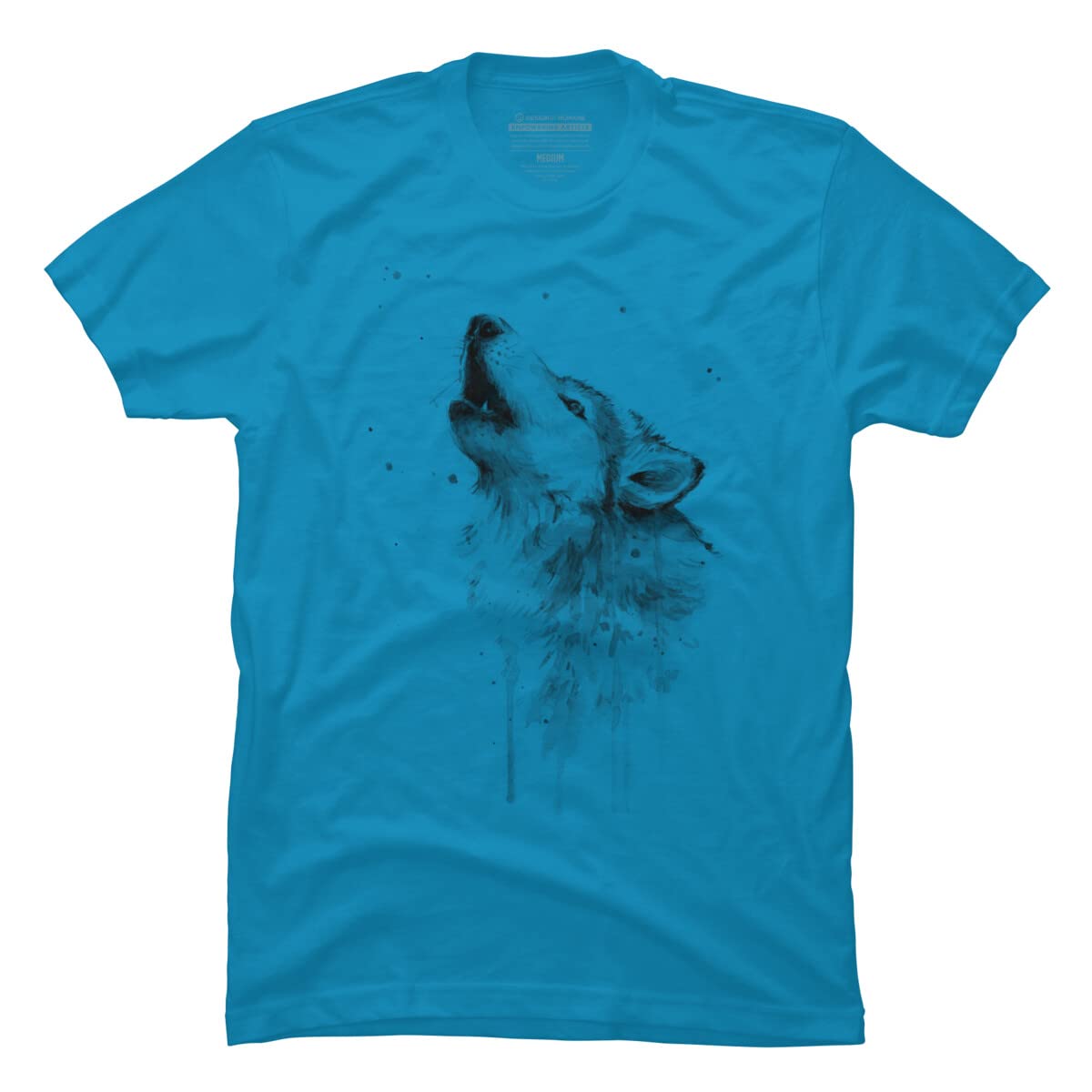 Olechka Design Wolf Howling Watercolor Men's T-Shirt - Soft Cotton Graphic Tee for Casual Wear & Outdoor Activities