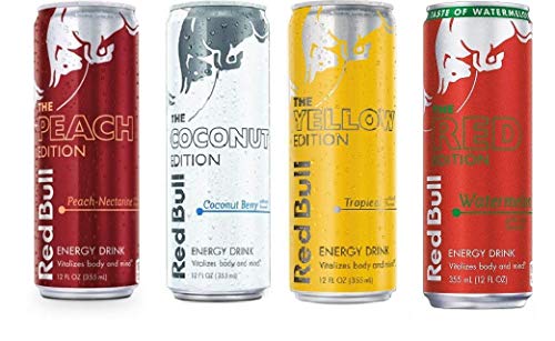 Red Bull Energy Drink Variety Pack - 12 fl.oz (8 Cans) | Peach Nectarine, Coconut Berry, Tropical & Watermelon Flavors | Perfect for Workouts, Gaming & Outdoor Activities