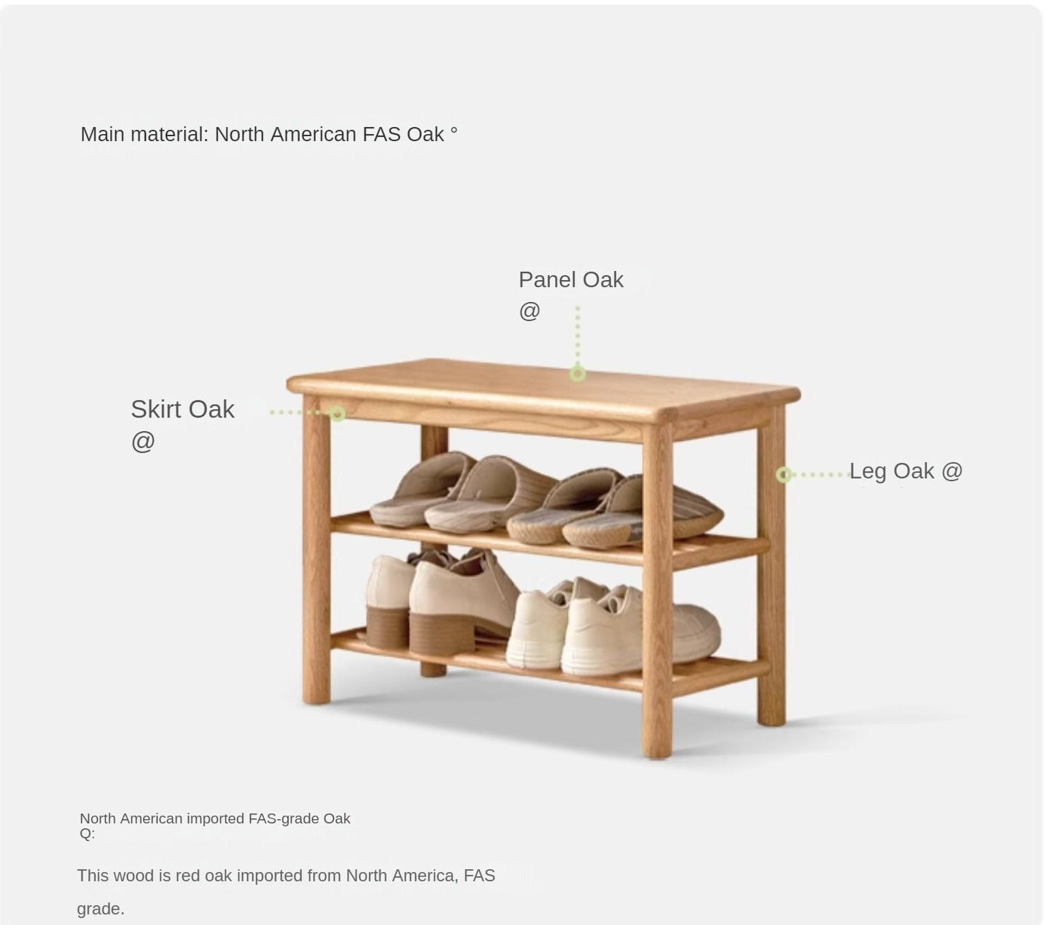 Solid Oak Wood Shoe Bench - Durable Entryway Stool for Putting On Shoes, Boots & Sneakers - Perfect for Hallway, Bedroom or Mudroom Organization